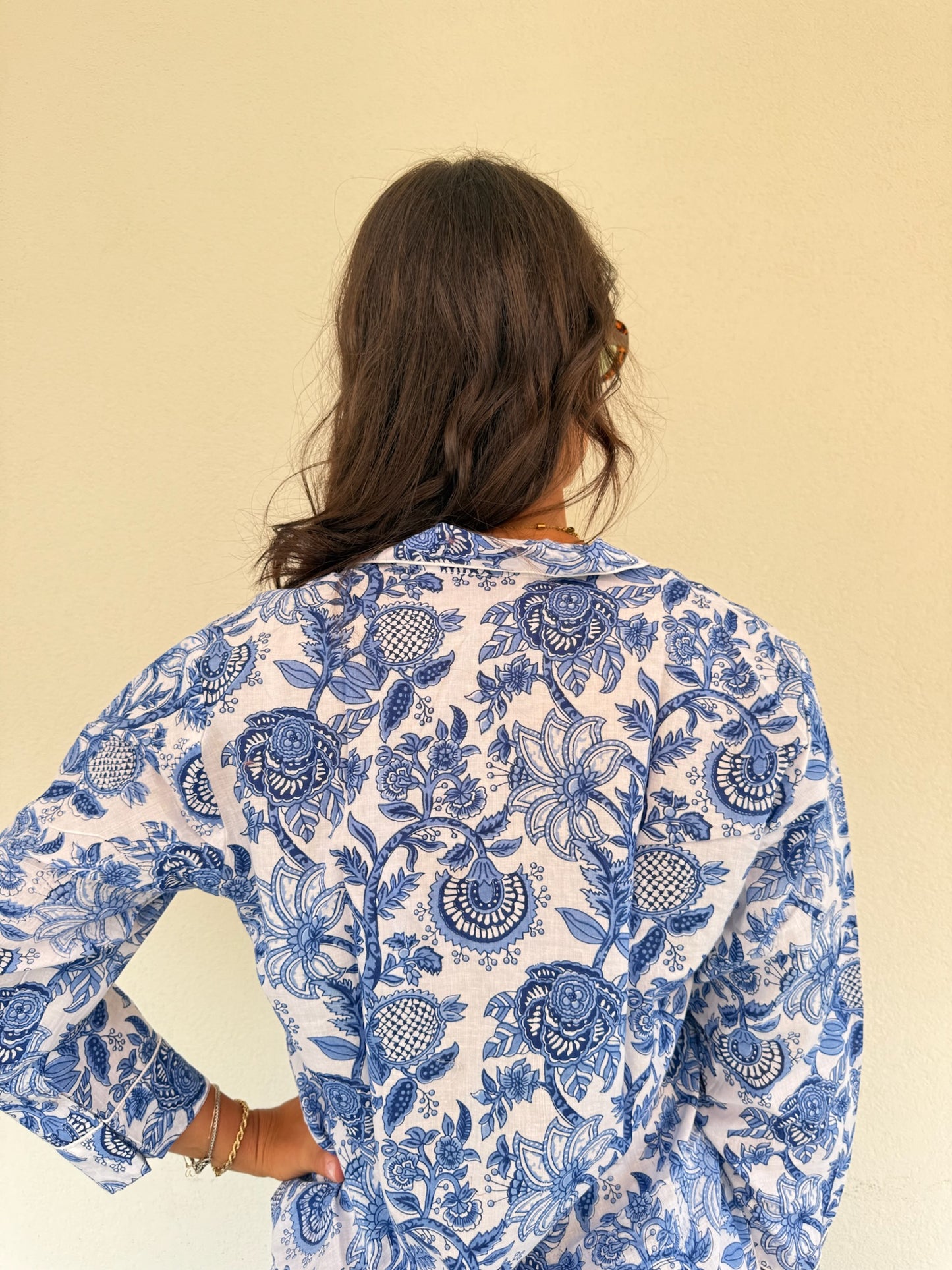 Pigiama 100% puro cotone organico fantasia floreale, made in Jaipur