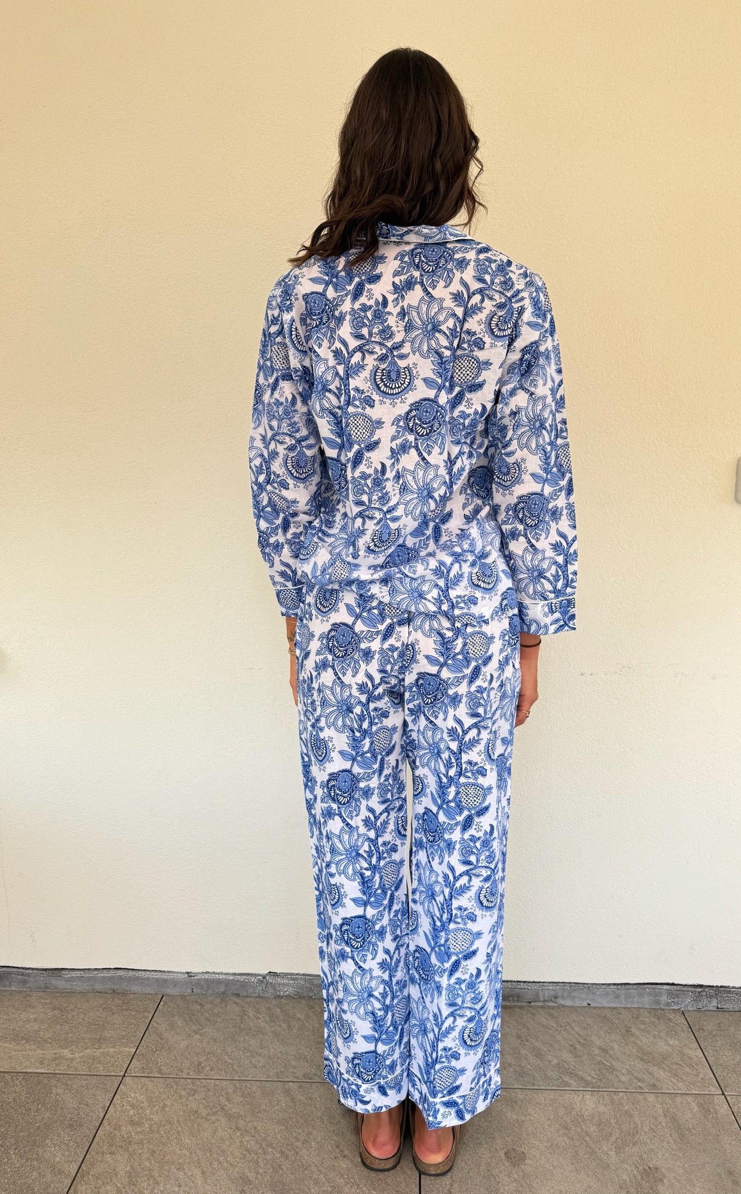 Pigiama 100% puro cotone organico fantasia floreale, made in Jaipur