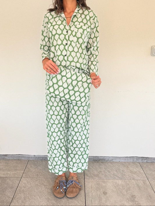 Pigiama 100% puro cotone organico fantasia floreale, made in Jaipur