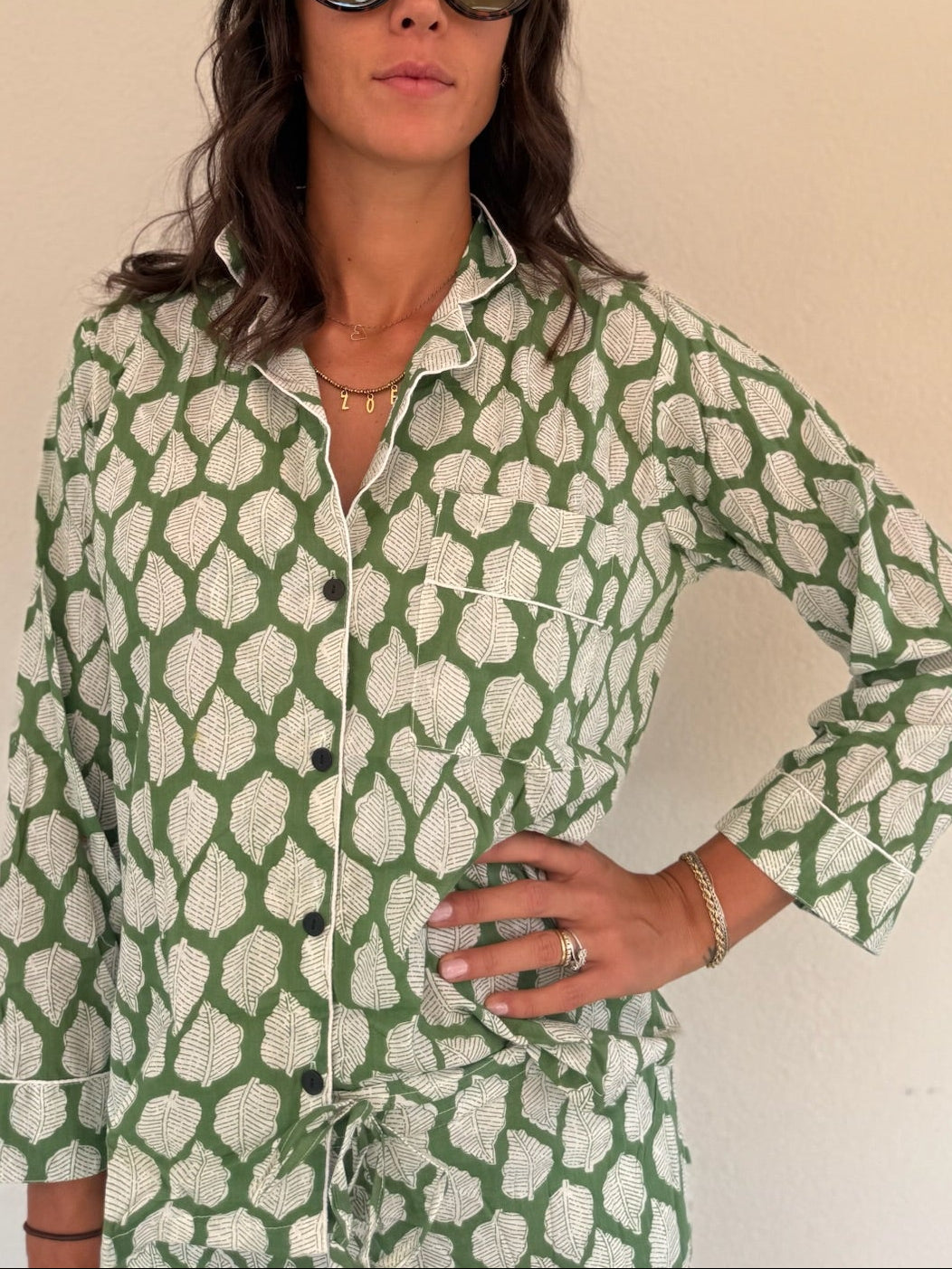 Pigiama 100% puro cotone organico fantasia floreale, made in Jaipur