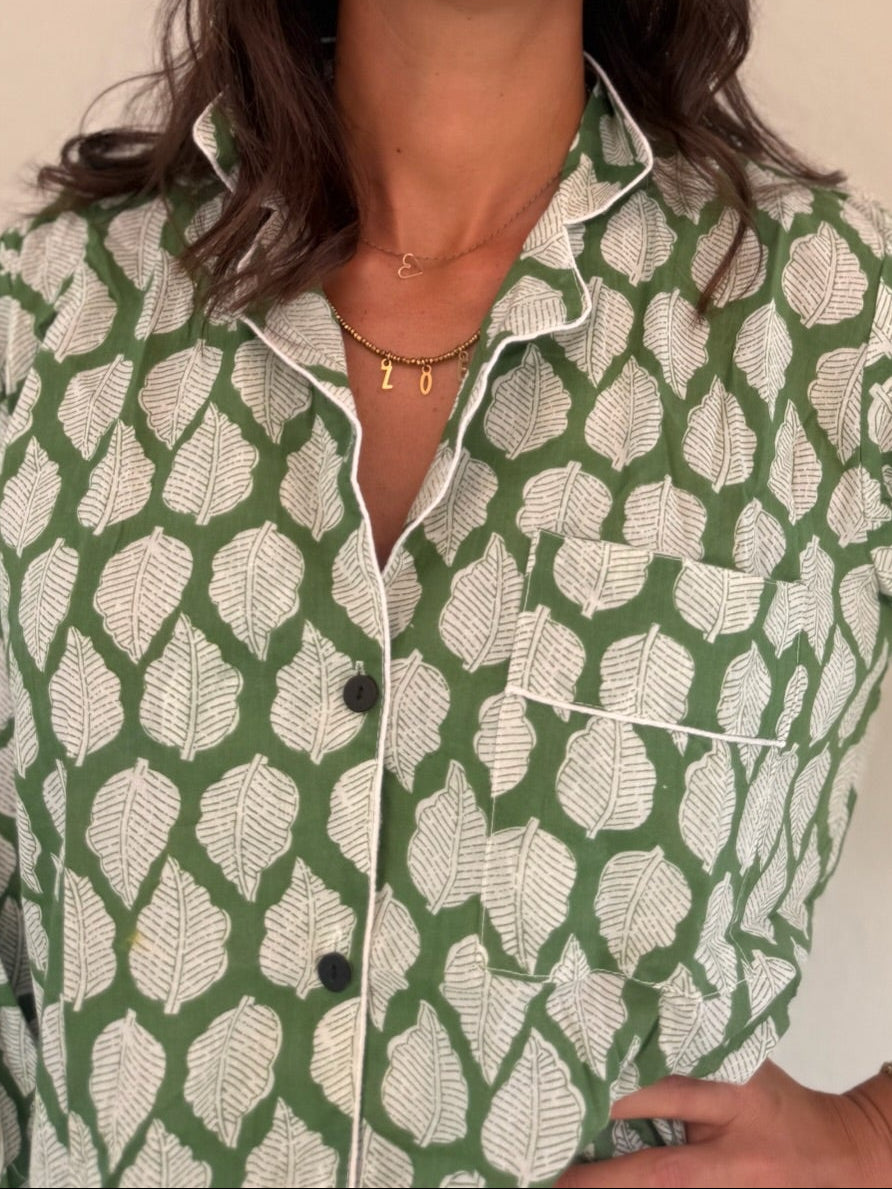 Pigiama 100% puro cotone organico fantasia floreale, made in Jaipur