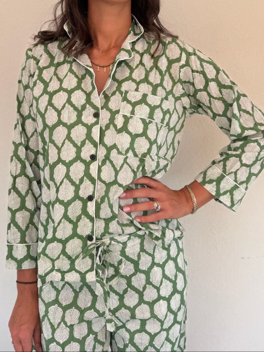 Pigiama 100% puro cotone organico fantasia floreale, made in Jaipur