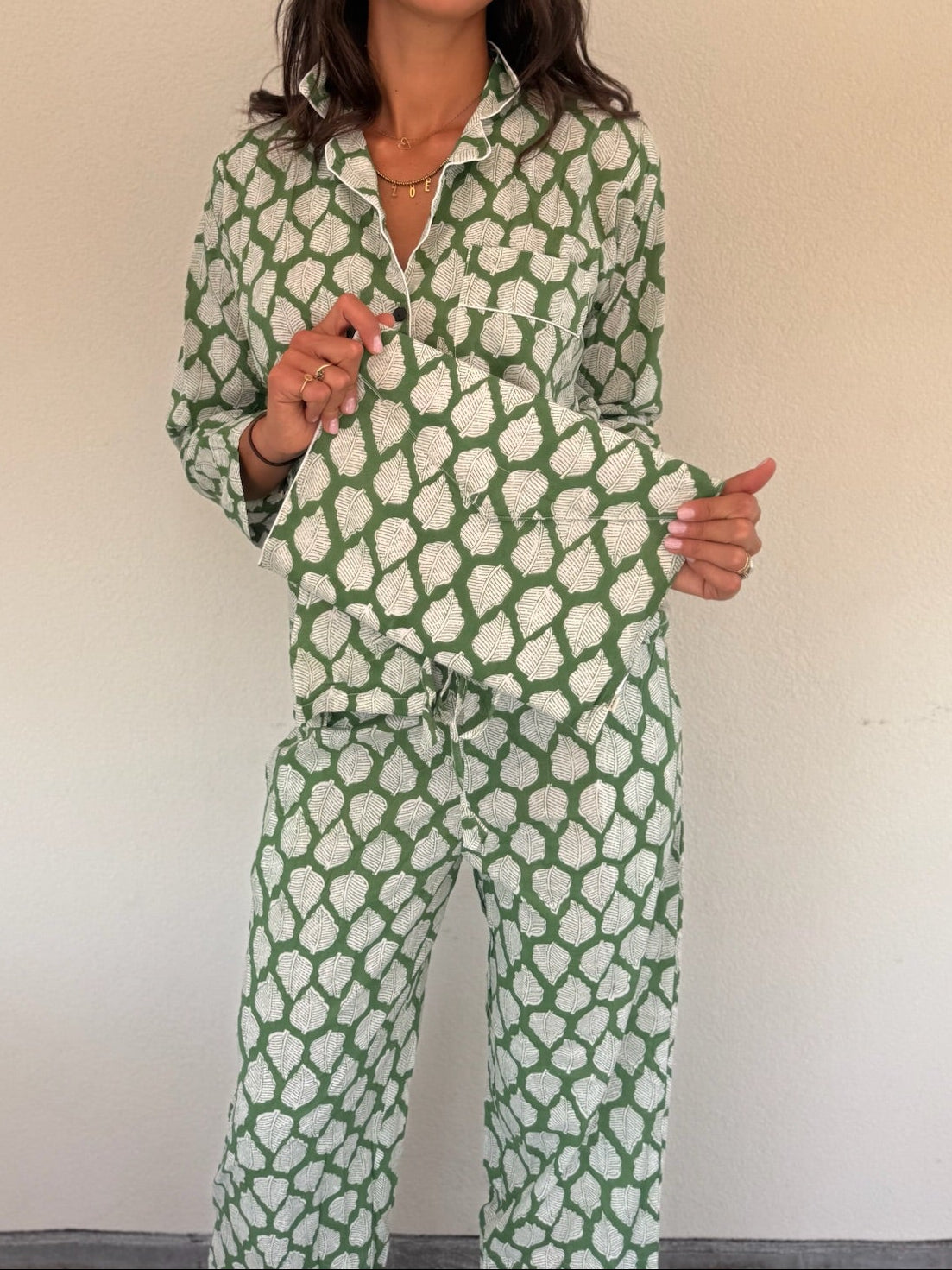 Pigiama 100% puro cotone organico fantasia floreale, made in Jaipur