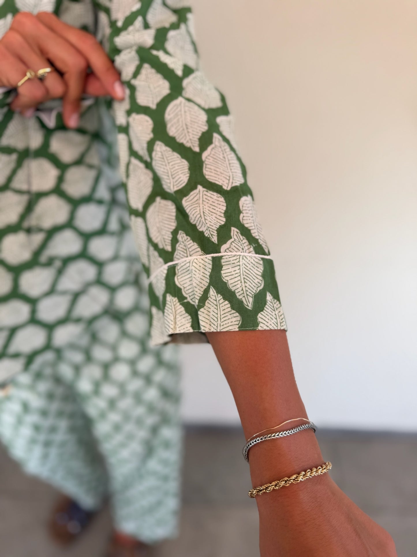 Pigiama 100% puro cotone organico fantasia floreale, made in Jaipur