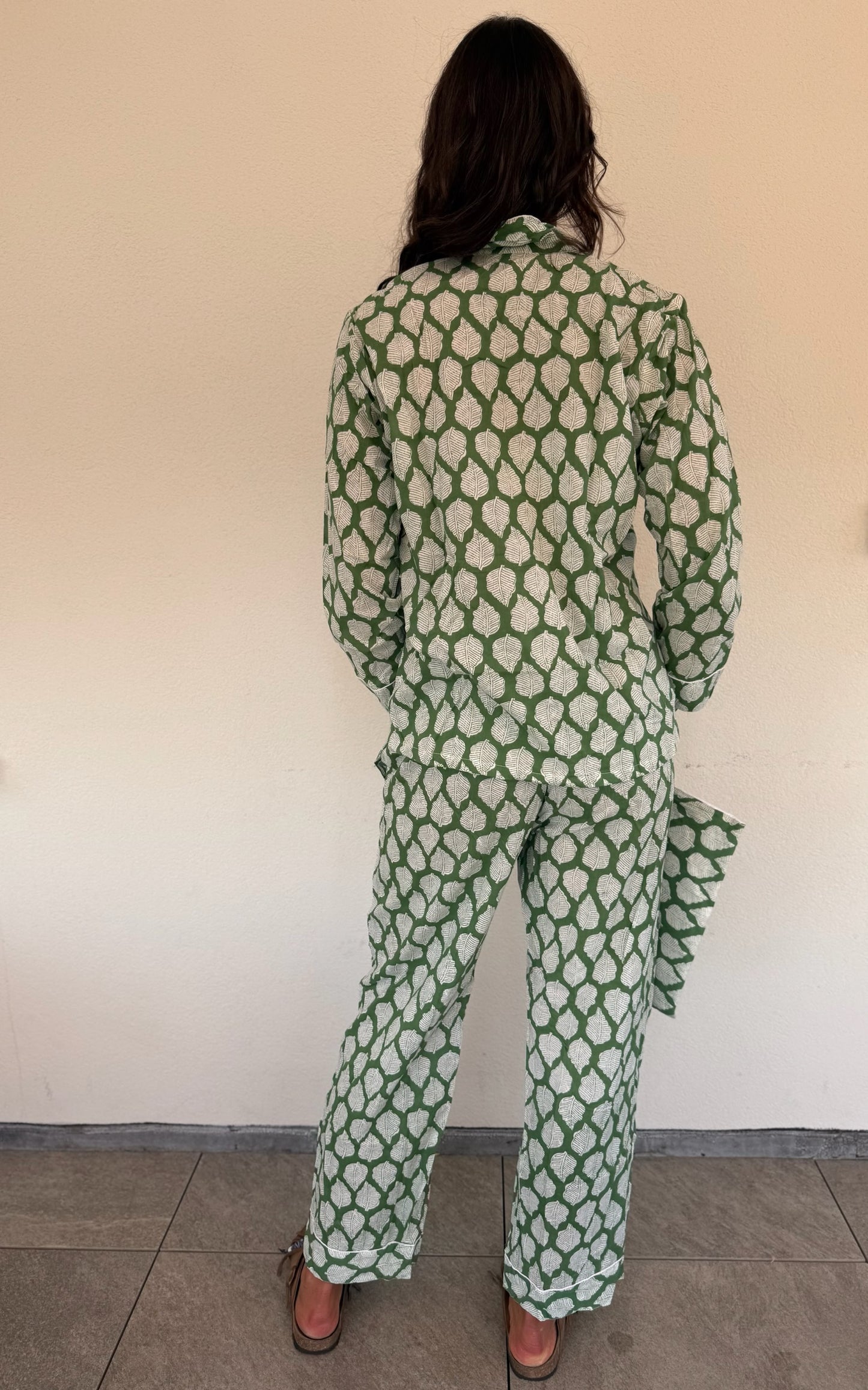 Pigiama 100% puro cotone organico fantasia floreale, made in Jaipur