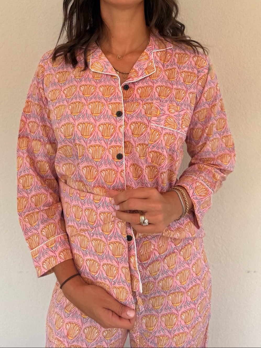 Pigiama 100% puro cotone organico fantasia floreale, made in Jaipur