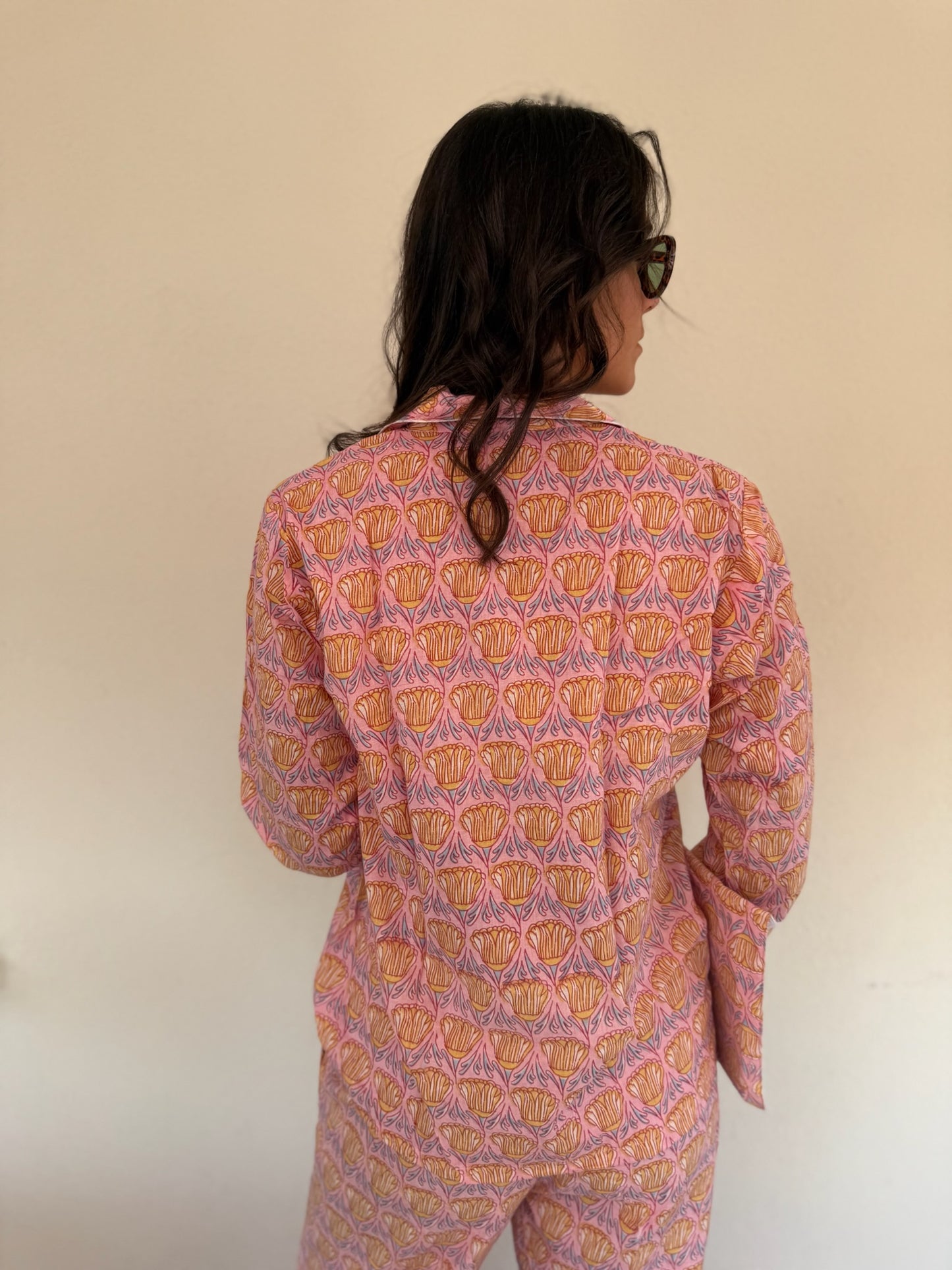 Pigiama 100% puro cotone organico fantasia floreale, made in Jaipur