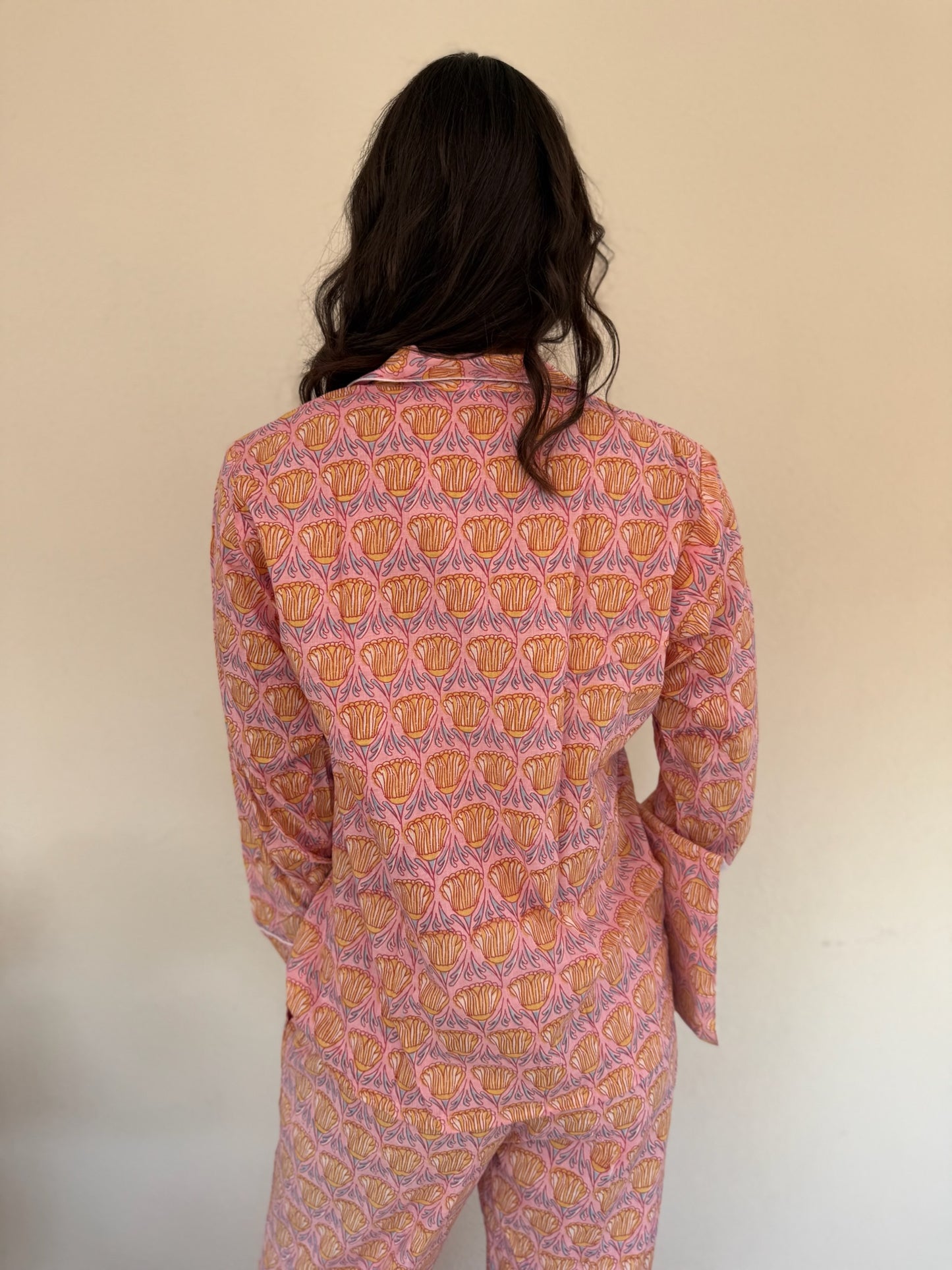 Pigiama 100% puro cotone organico fantasia floreale, made in Jaipur