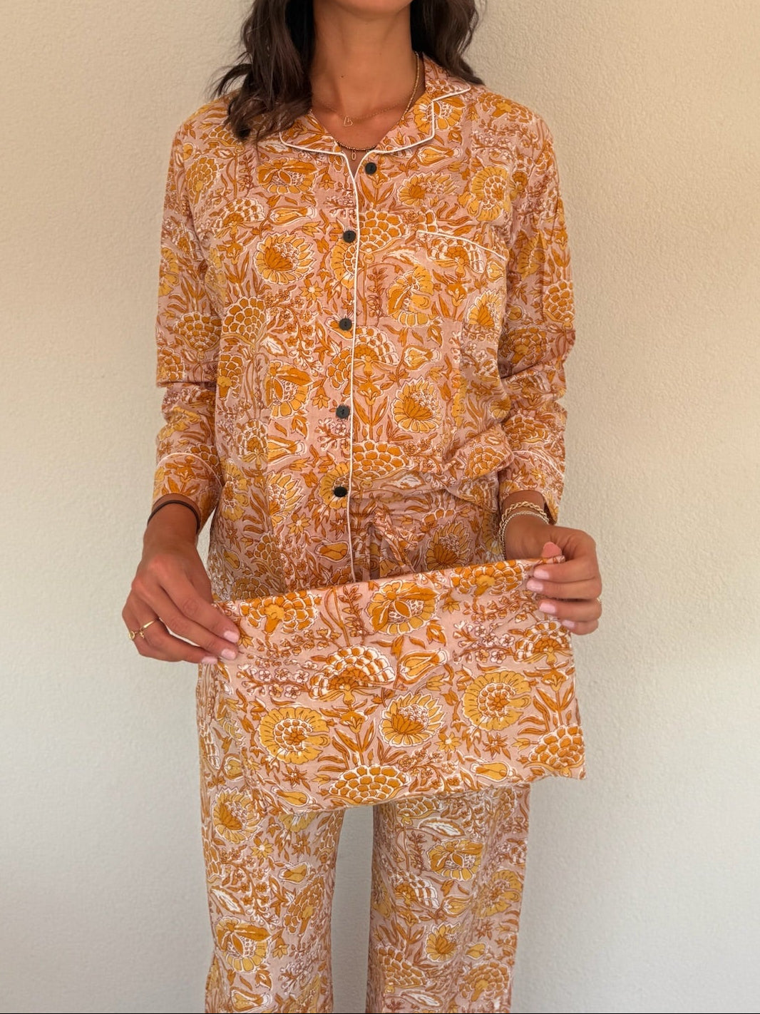 Pigiama 100% puro cotone organico fantasia floreale, made in Jaipur