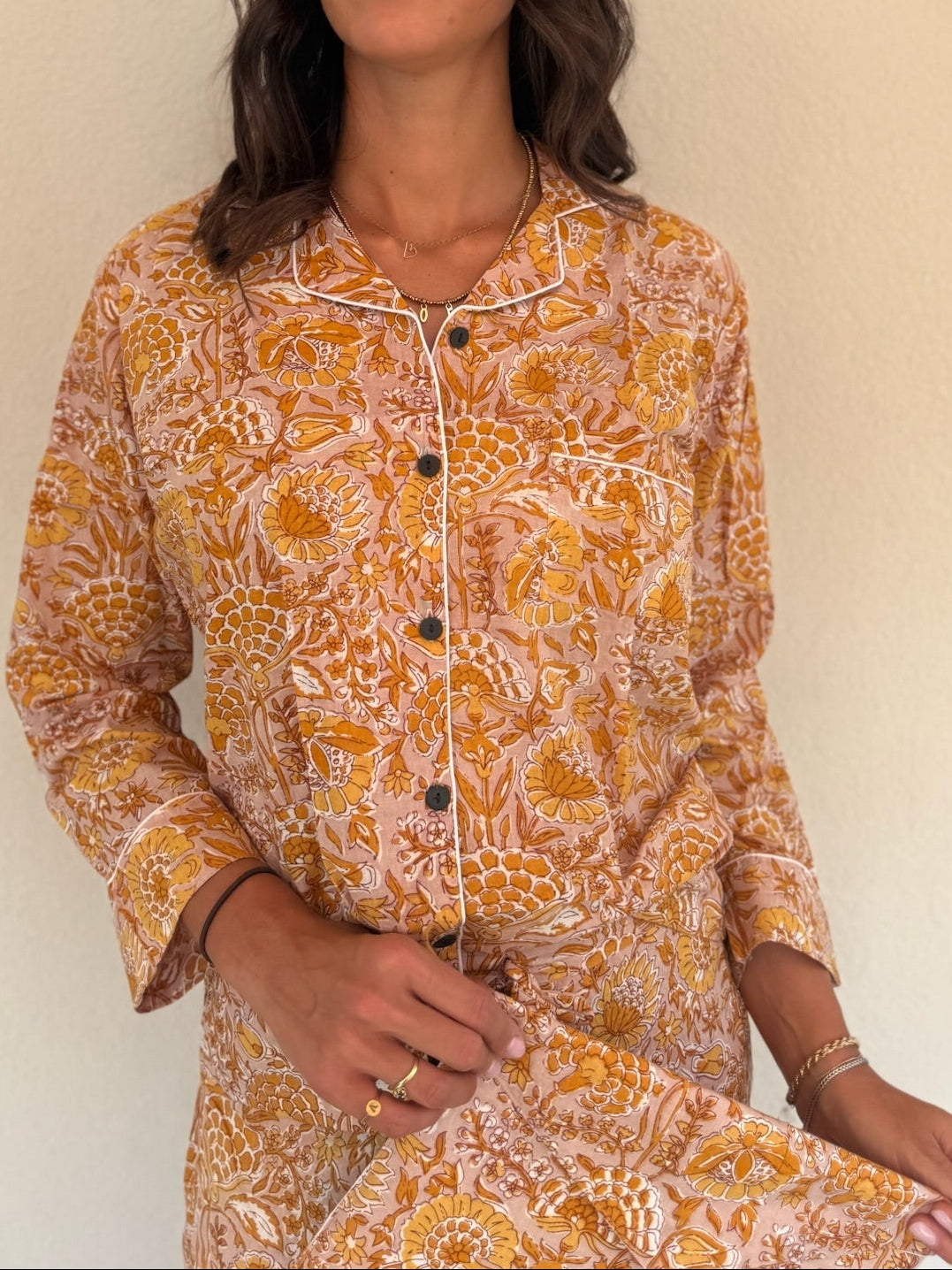 Pigiama 100% puro cotone organico fantasia floreale, made in Jaipur