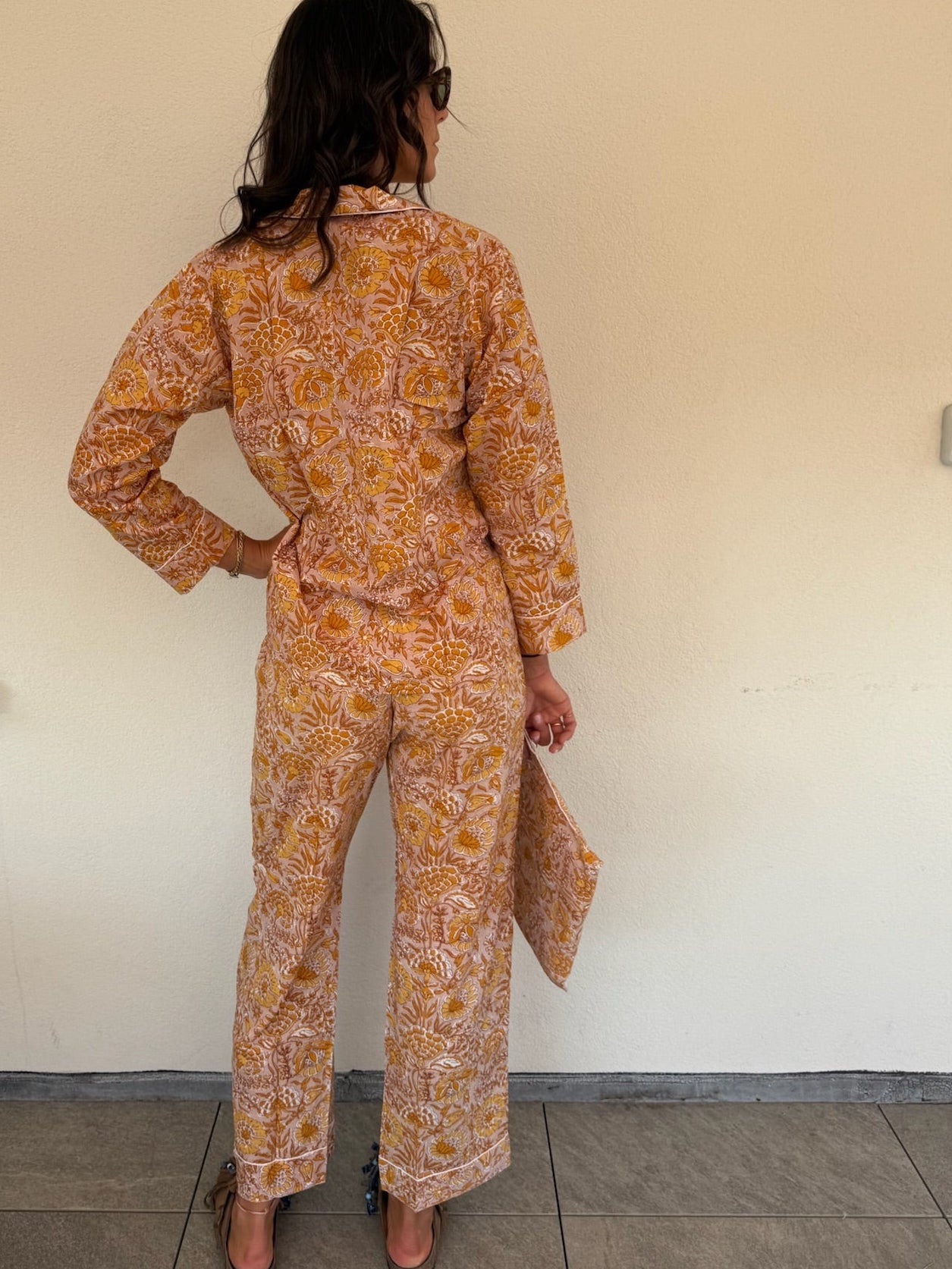 Pigiama 100% puro cotone organico fantasia floreale, made in Jaipur