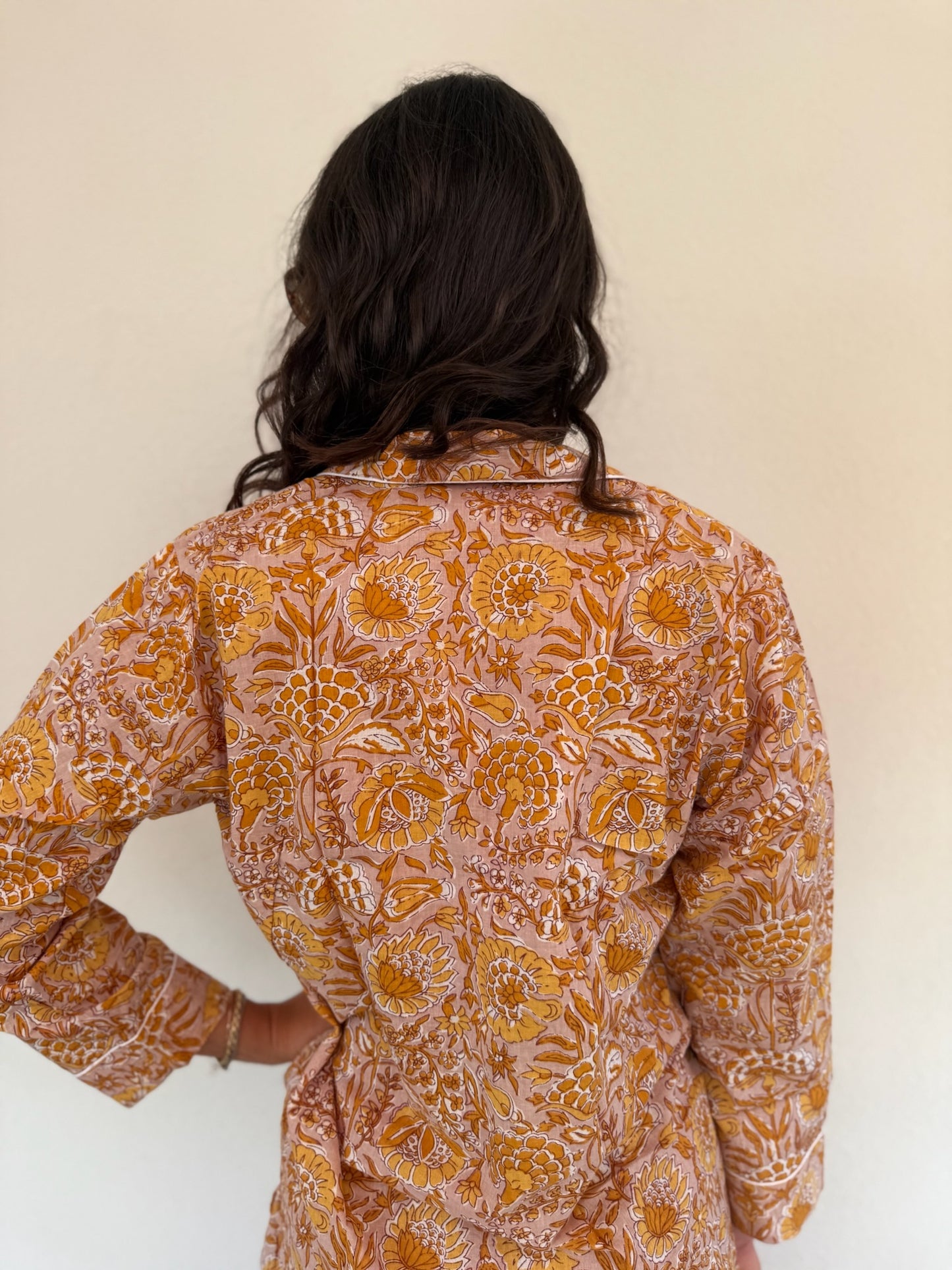 Pigiama 100% puro cotone organico fantasia floreale, made in Jaipur