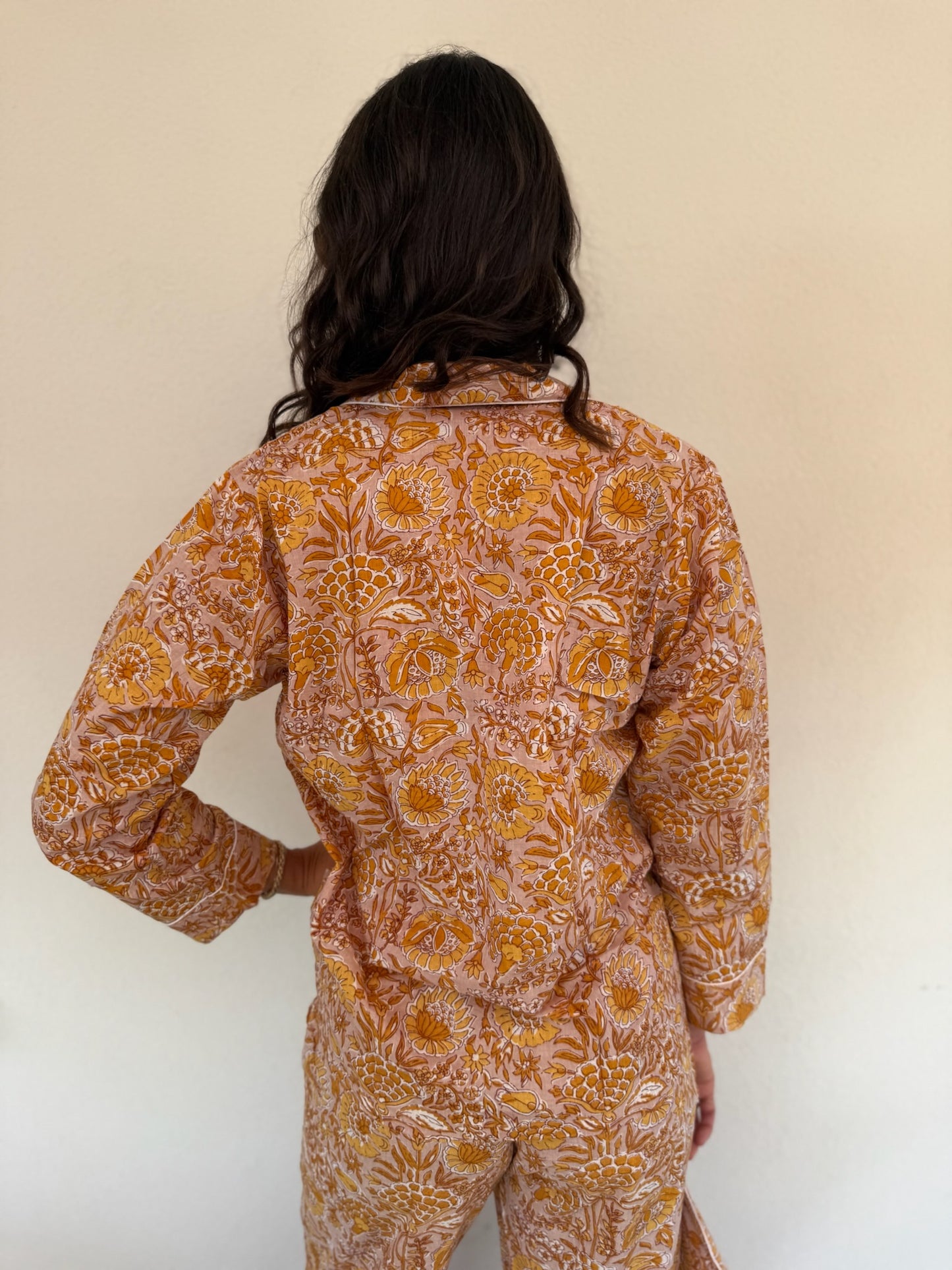 Pigiama 100% puro cotone organico fantasia floreale, made in Jaipur