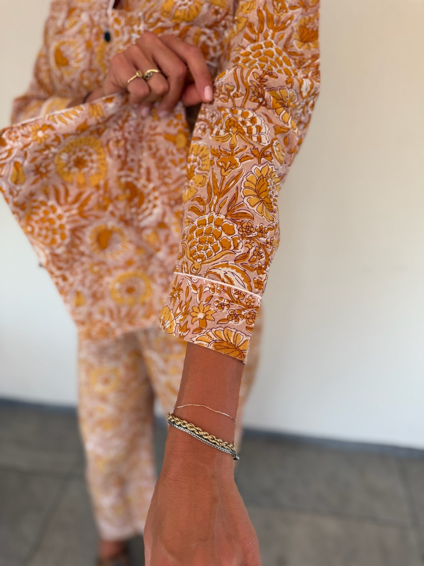 Pigiama 100% puro cotone organico fantasia floreale, made in Jaipur