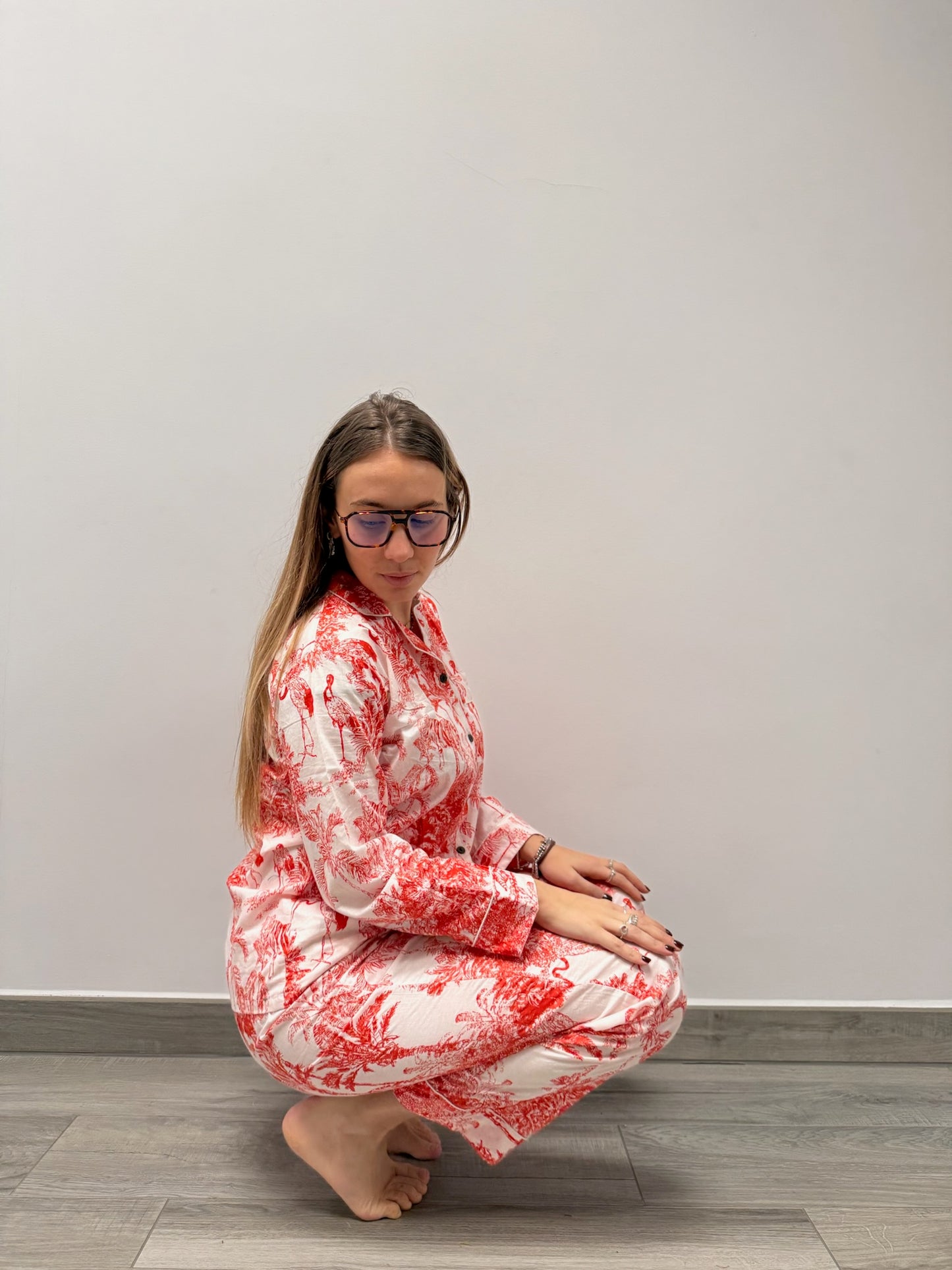 Pigiama 100% puro cotone organico fantasia floreale, made in Jaipur