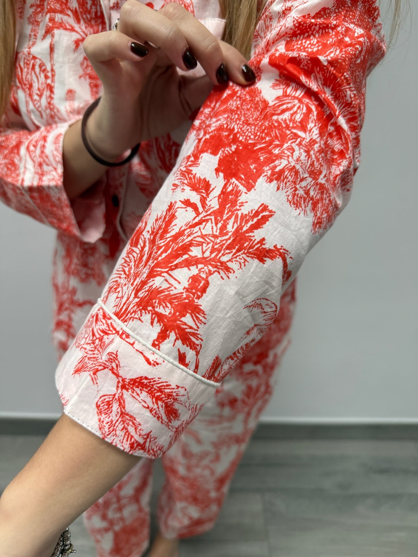 Pigiama 100% puro cotone organico fantasia floreale, made in Jaipur