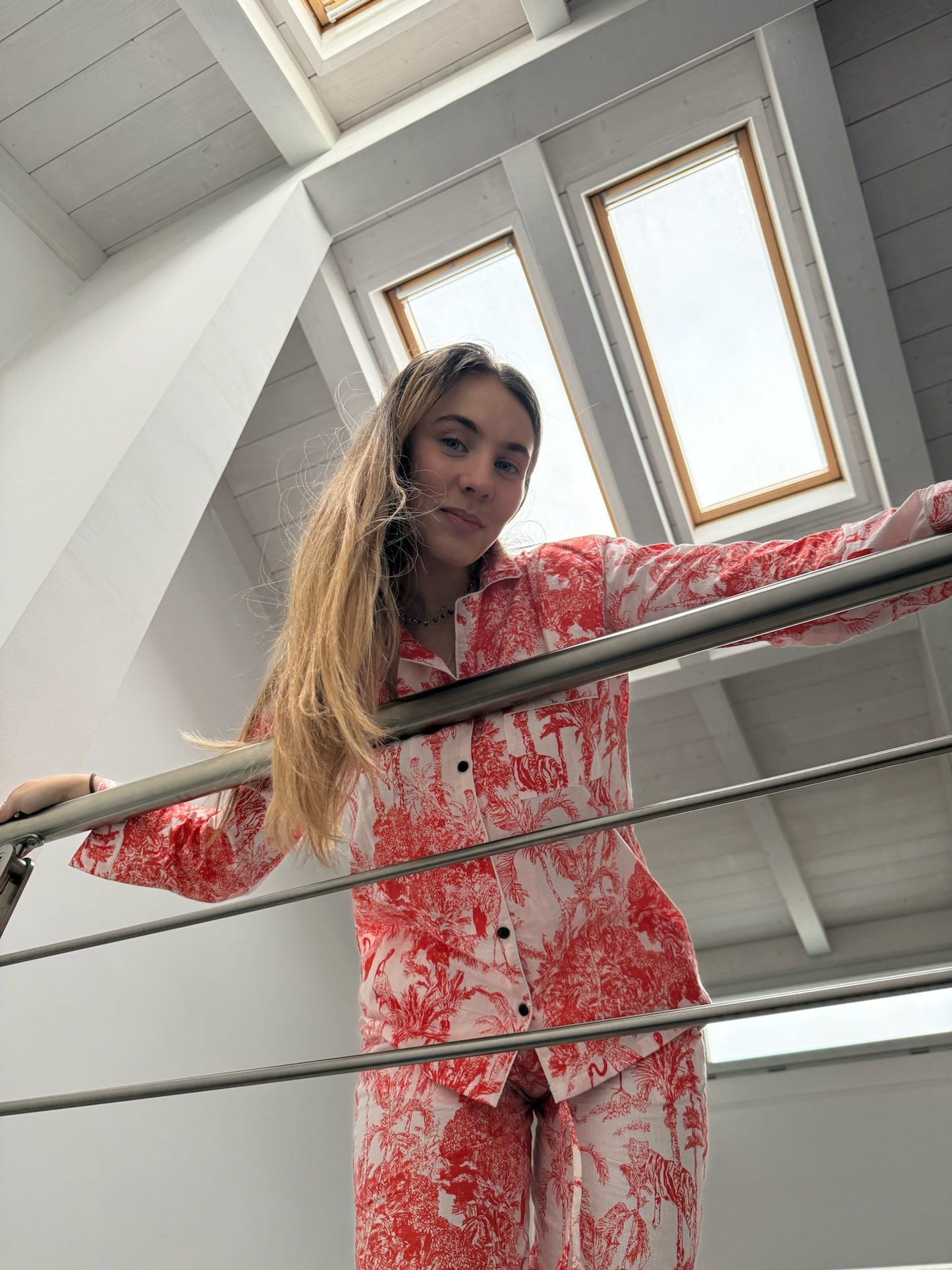 Pigiama 100% puro cotone organico fantasia floreale, made in Jaipur