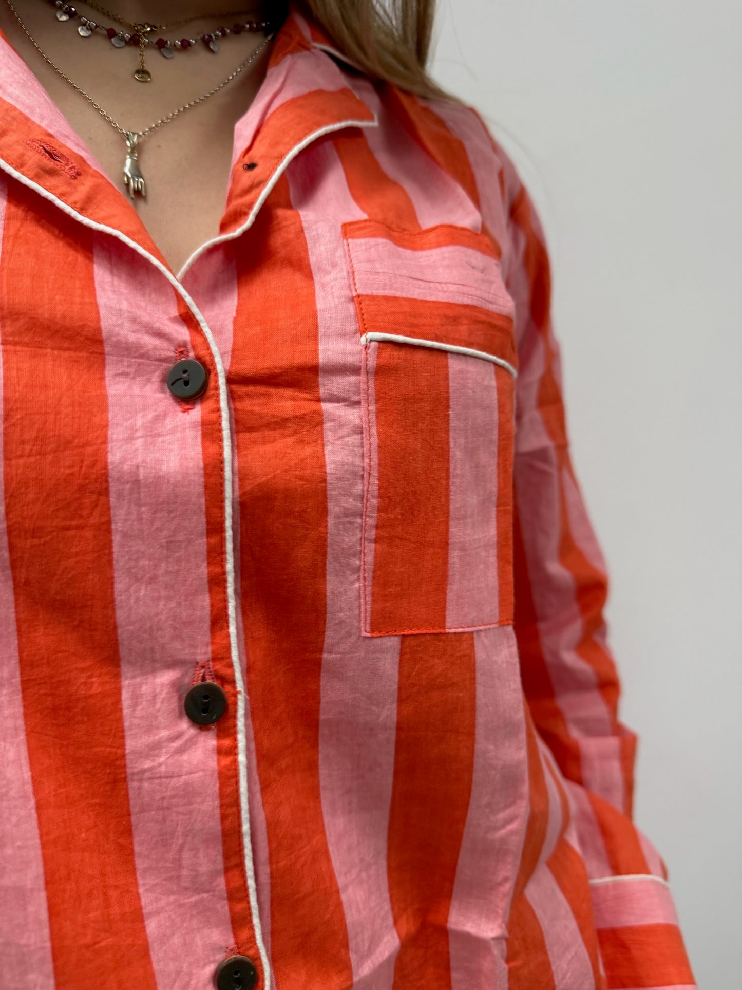 Pigiama 100% puro cotone organico a righe, made in Jaipur