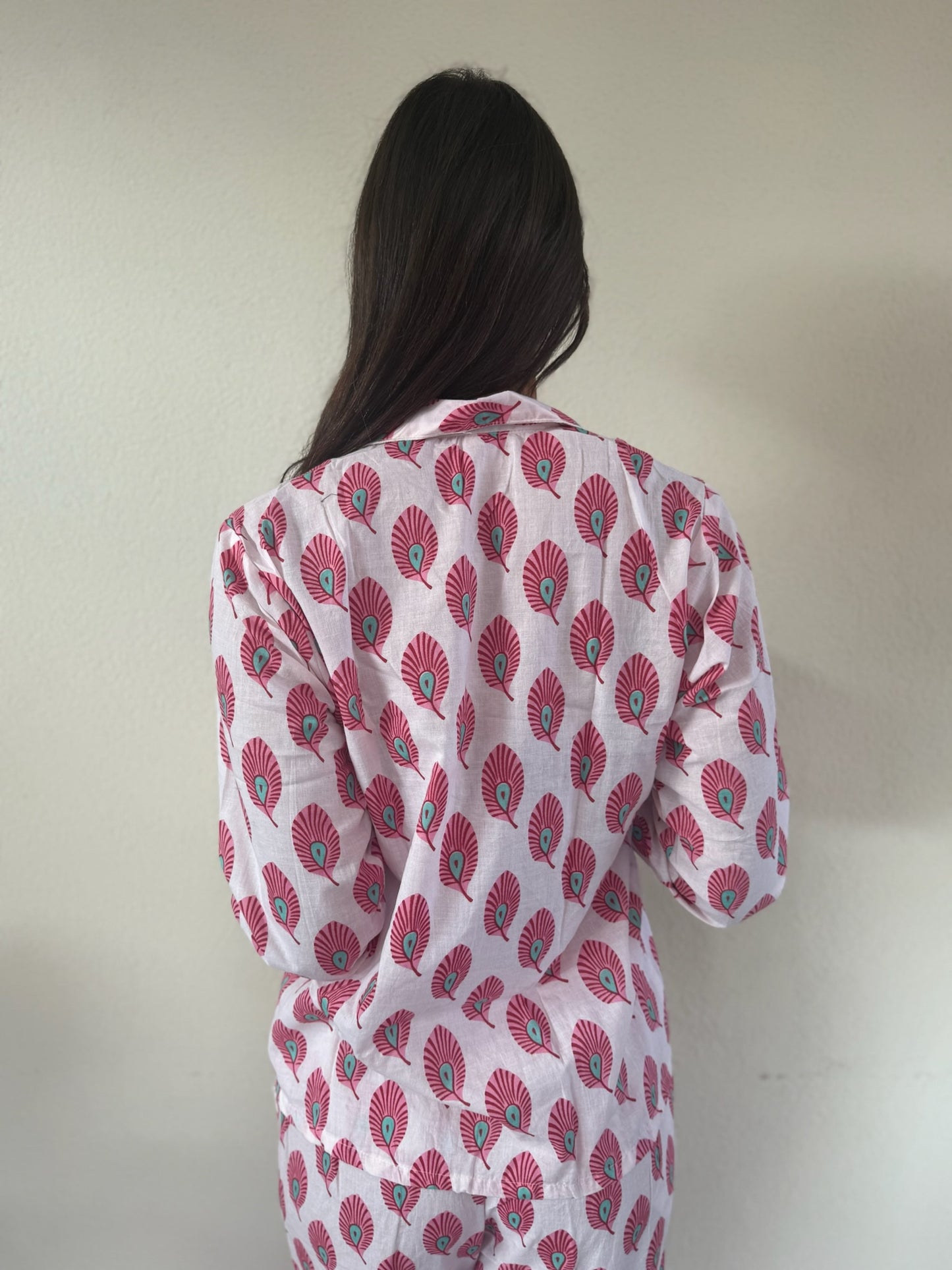 Pigiama 100% puro cotone organico fantasia floreale, made in Jaipur