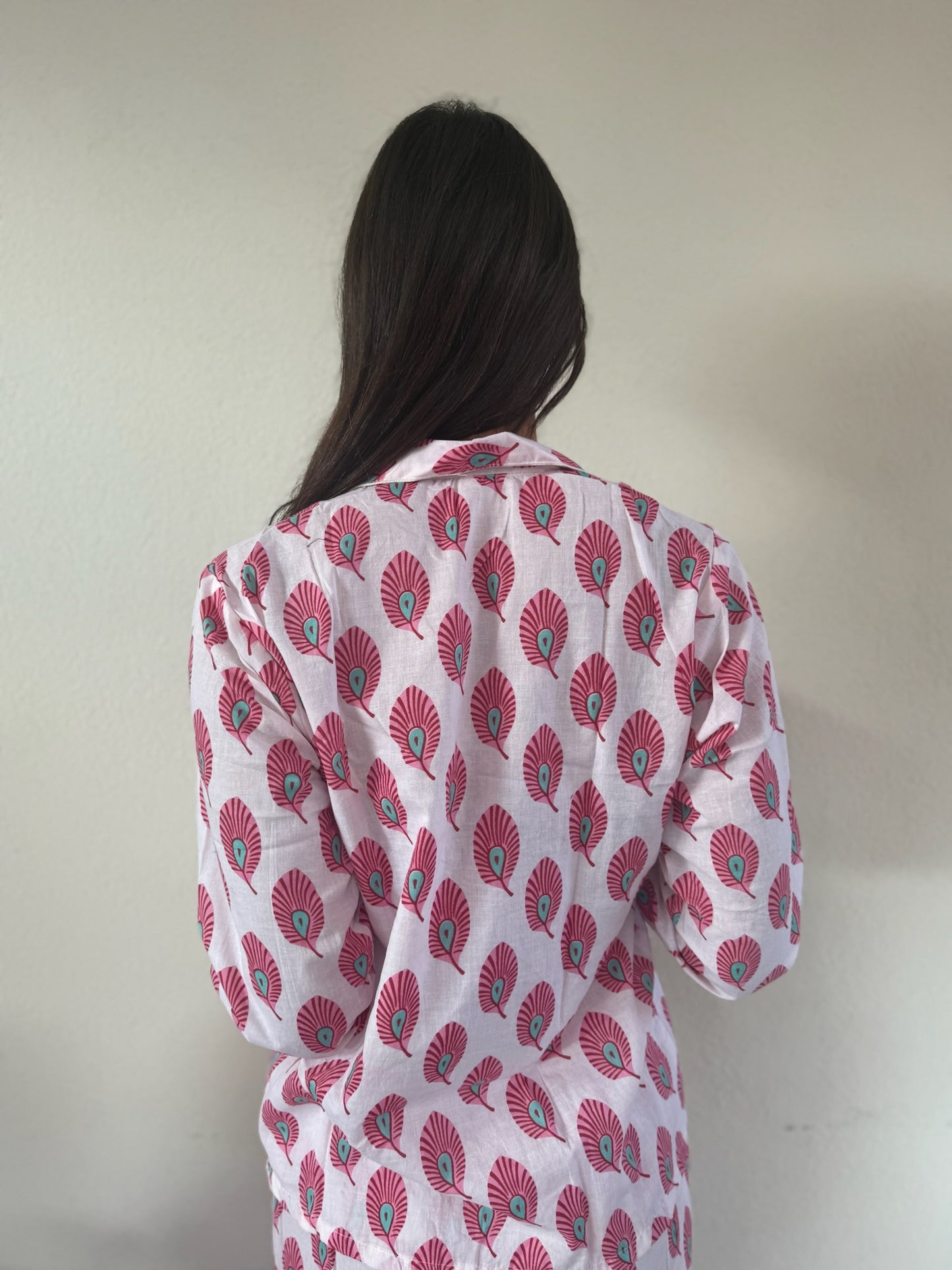 Pigiama 100% puro cotone organico fantasia floreale, made in Jaipur