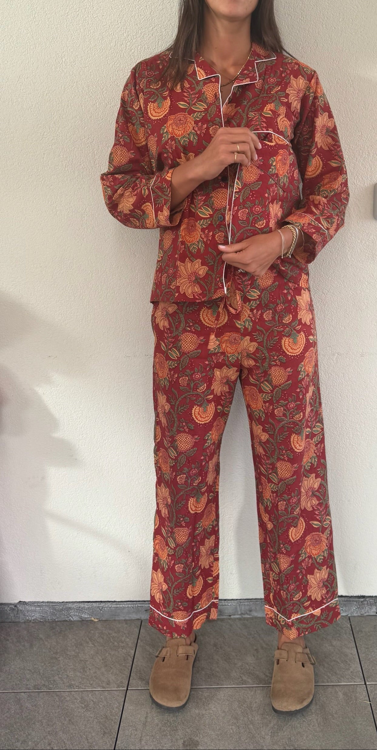 Pigiama 100% puro cotone organico fantasia floreale, made in Jaipur