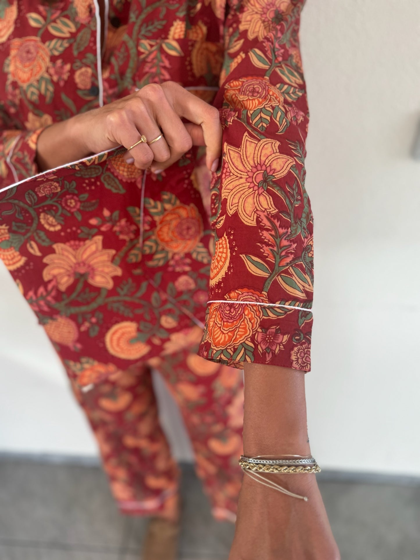 Pigiama 100% puro cotone organico fantasia floreale, made in Jaipur