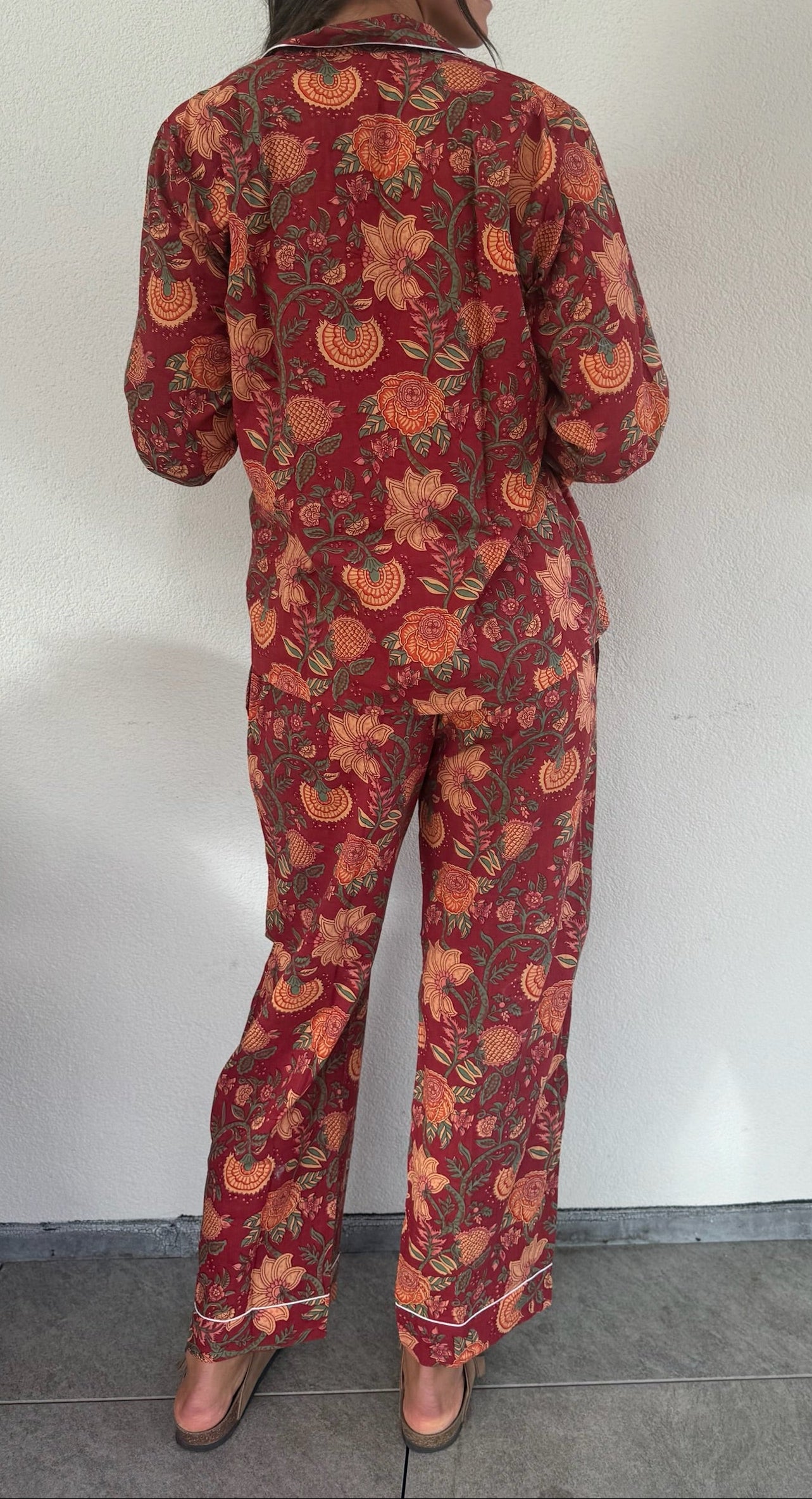 Pigiama 100% puro cotone organico fantasia floreale, made in Jaipur