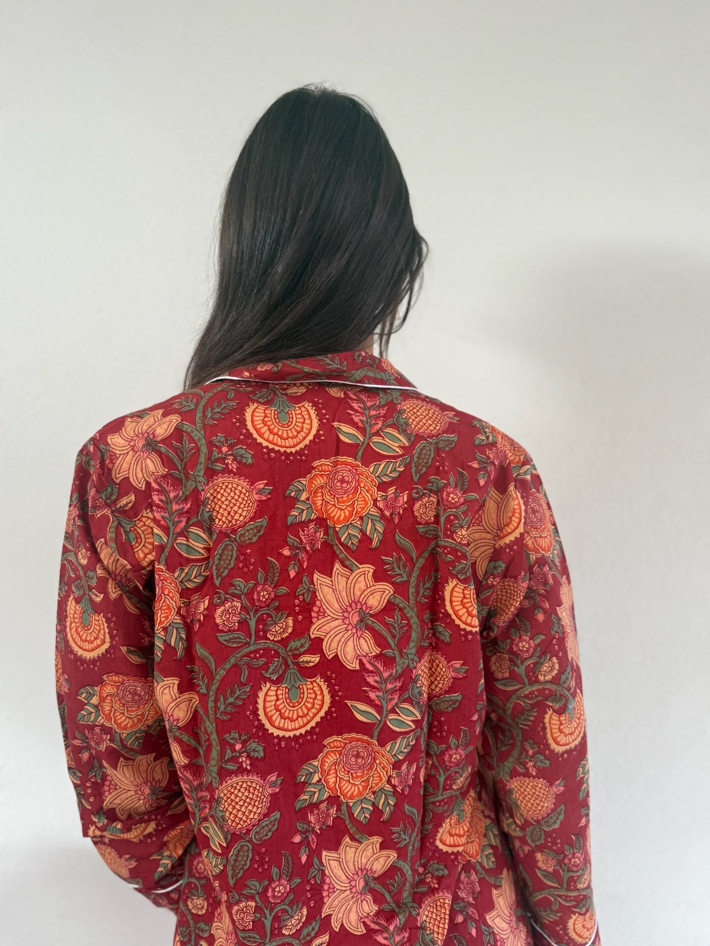 Pigiama 100% puro cotone organico fantasia floreale, made in Jaipur