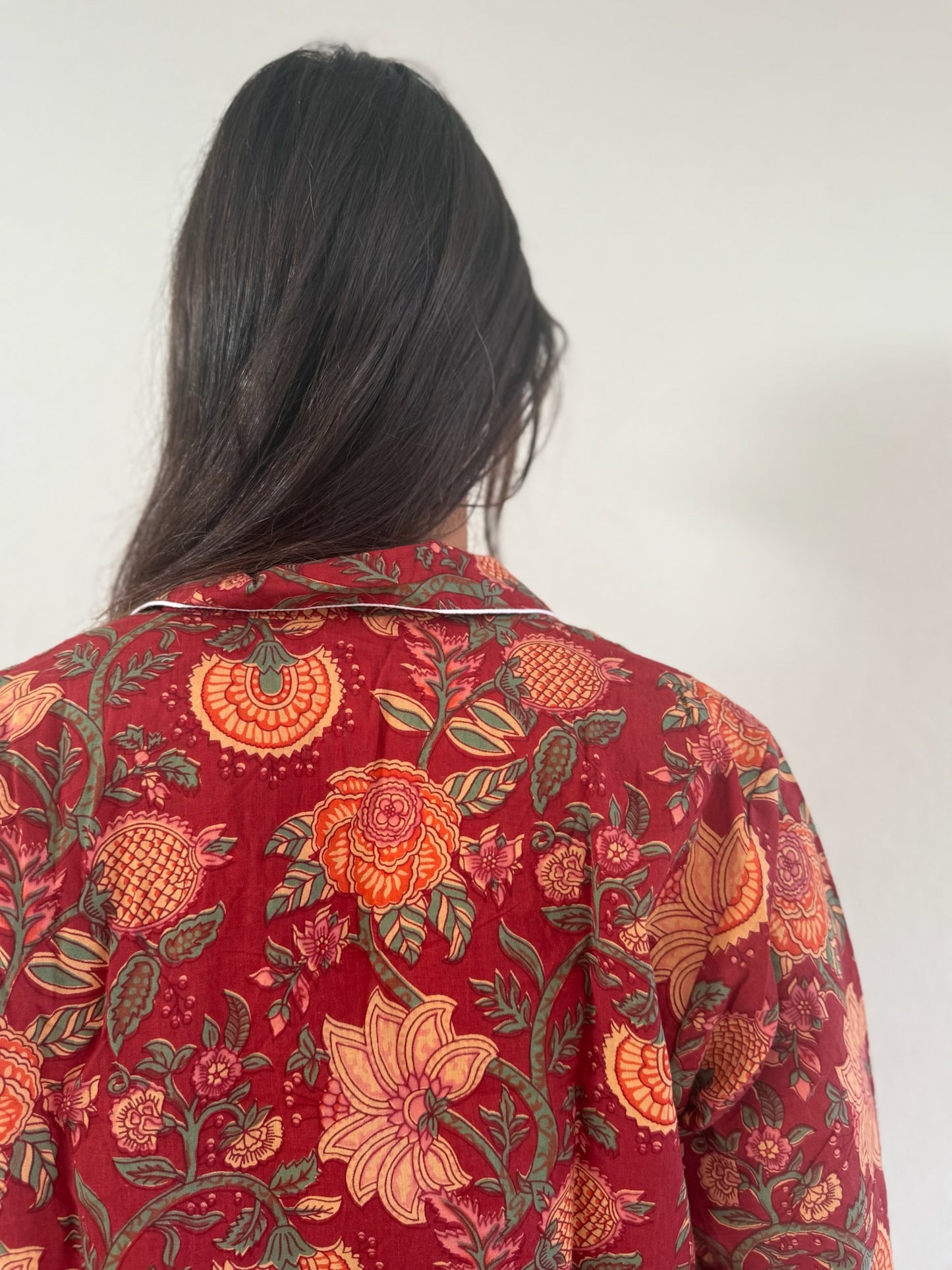 Pigiama 100% puro cotone organico fantasia floreale, made in Jaipur