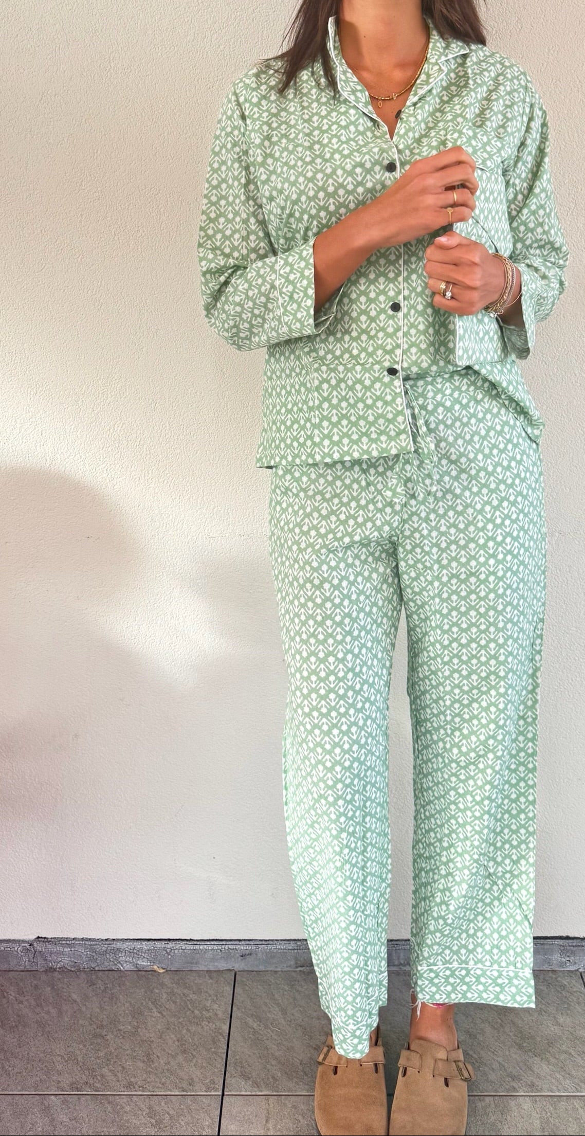 Pigiama 100% puro cotone organico fantasia floreale, made in Jaipur