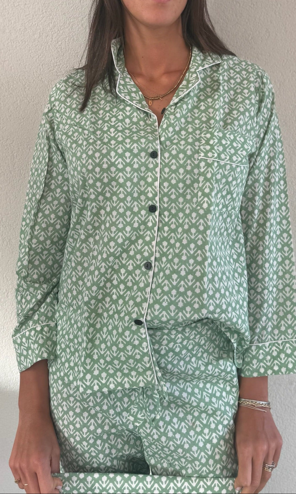 Pigiama 100% puro cotone organico fantasia floreale, made in Jaipur