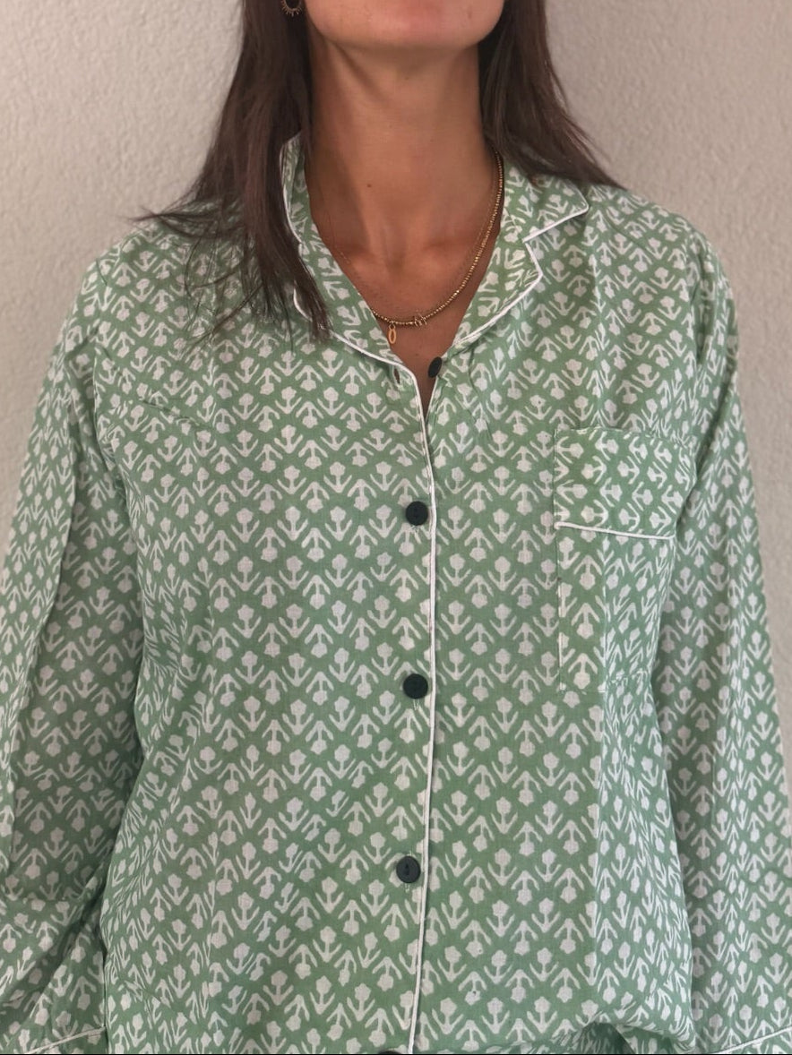 Pigiama 100% puro cotone organico fantasia floreale, made in Jaipur