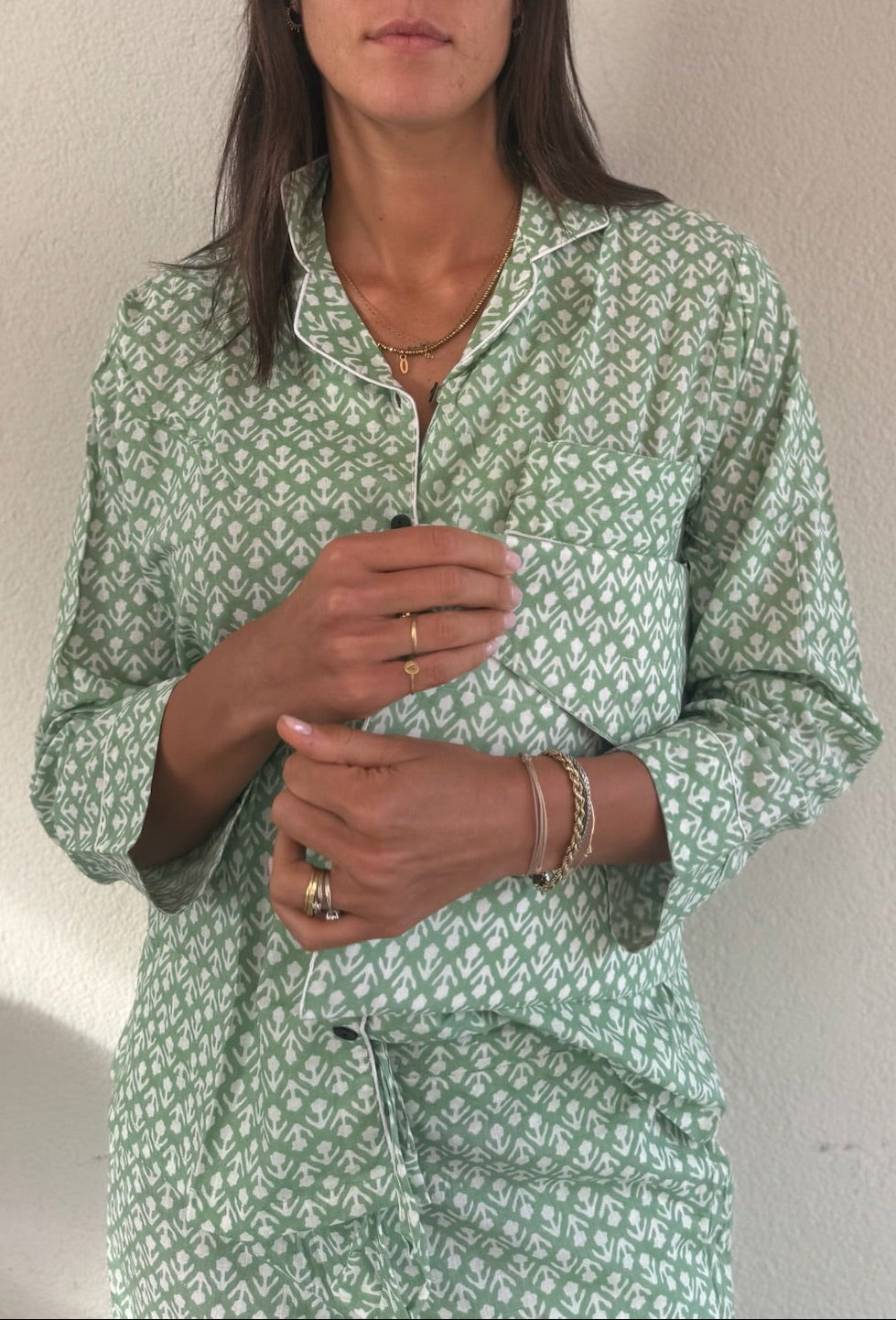 Pigiama 100% puro cotone organico fantasia floreale, made in Jaipur