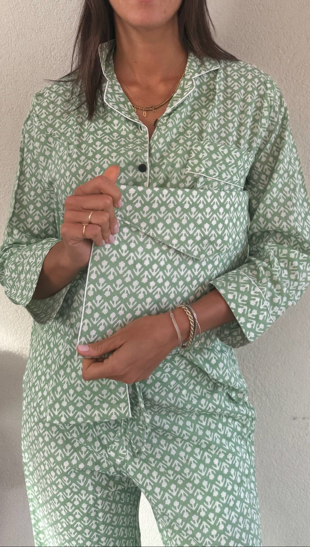 Pigiama 100% puro cotone organico fantasia floreale, made in Jaipur