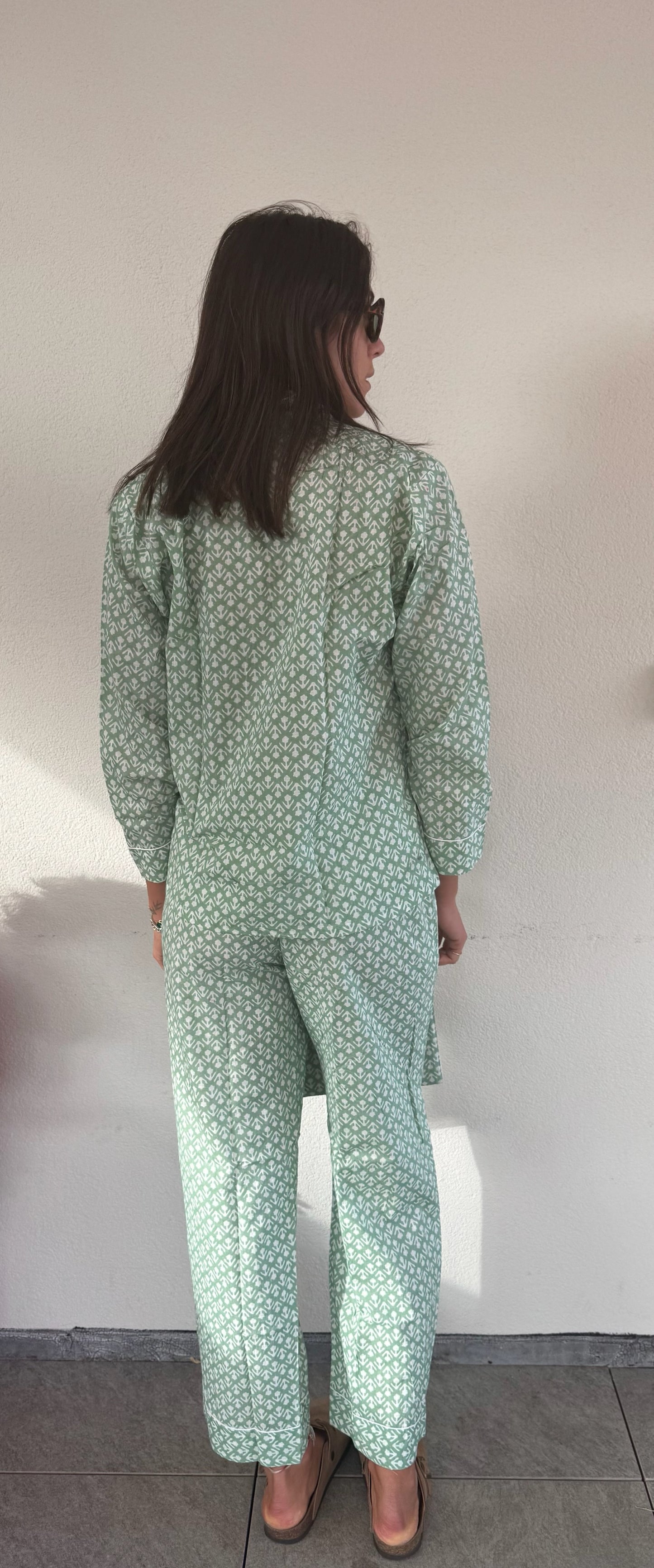 Pigiama 100% puro cotone organico fantasia floreale, made in Jaipur