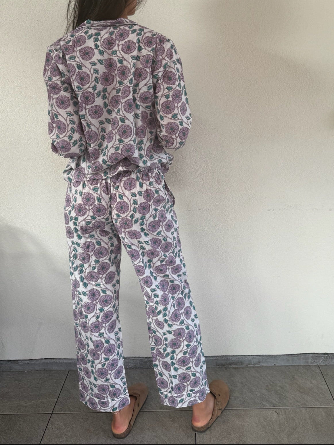 Pigiama 100% puro cotone organico fantasia floreale, made in Jaipur