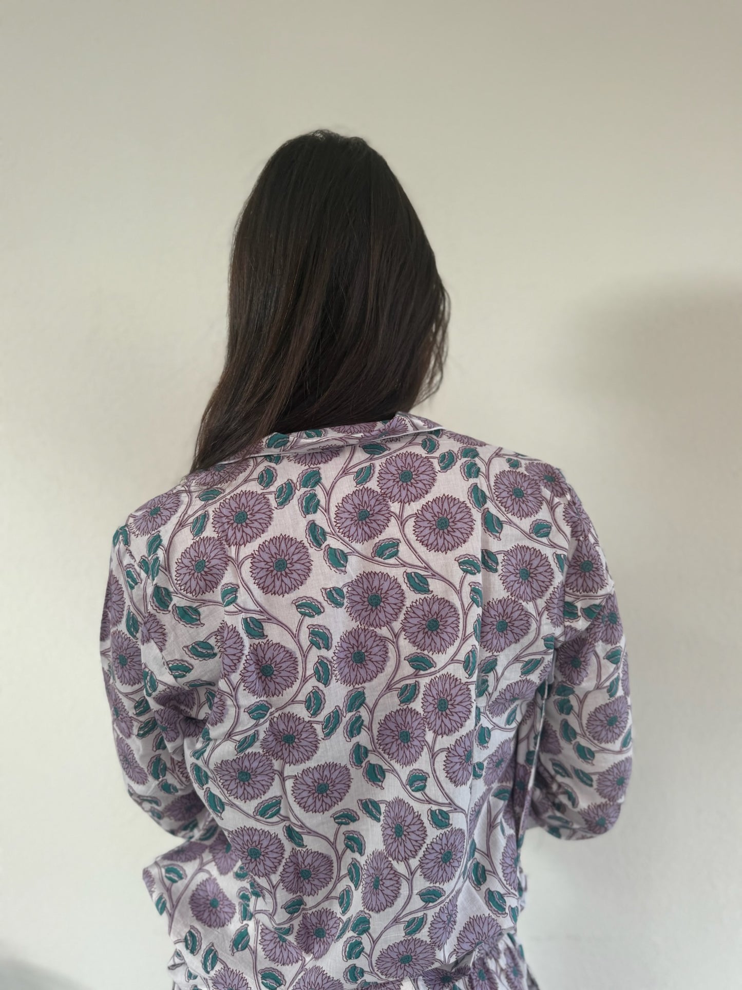 Pigiama 100% puro cotone organico fantasia floreale, made in Jaipur