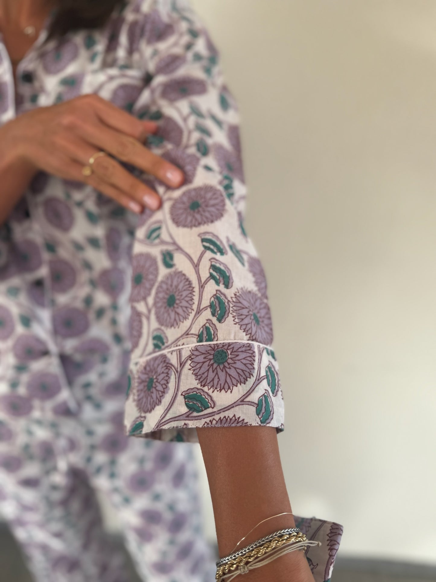 Pigiama 100% puro cotone organico fantasia floreale, made in Jaipur