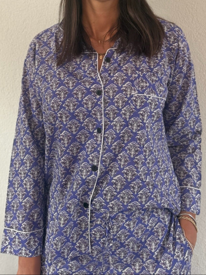 Pigiama 100% puro cotone organico fantasia floreale, made in Jaipur