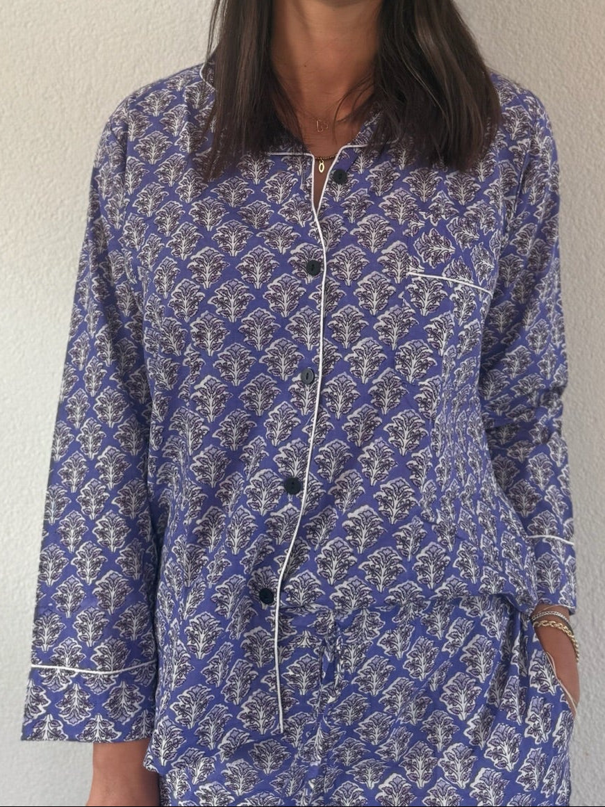 Pigiama 100% puro cotone organico fantasia floreale, made in Jaipur