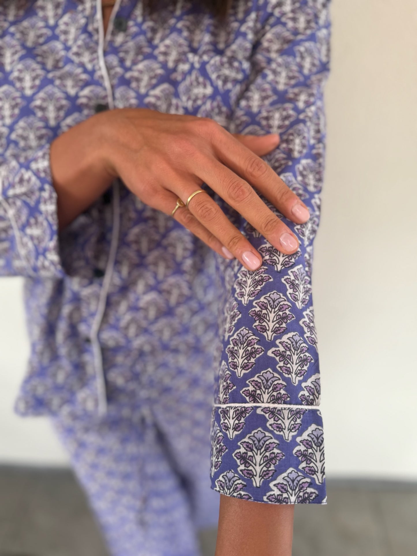 Pigiama 100% puro cotone organico fantasia floreale, made in Jaipur