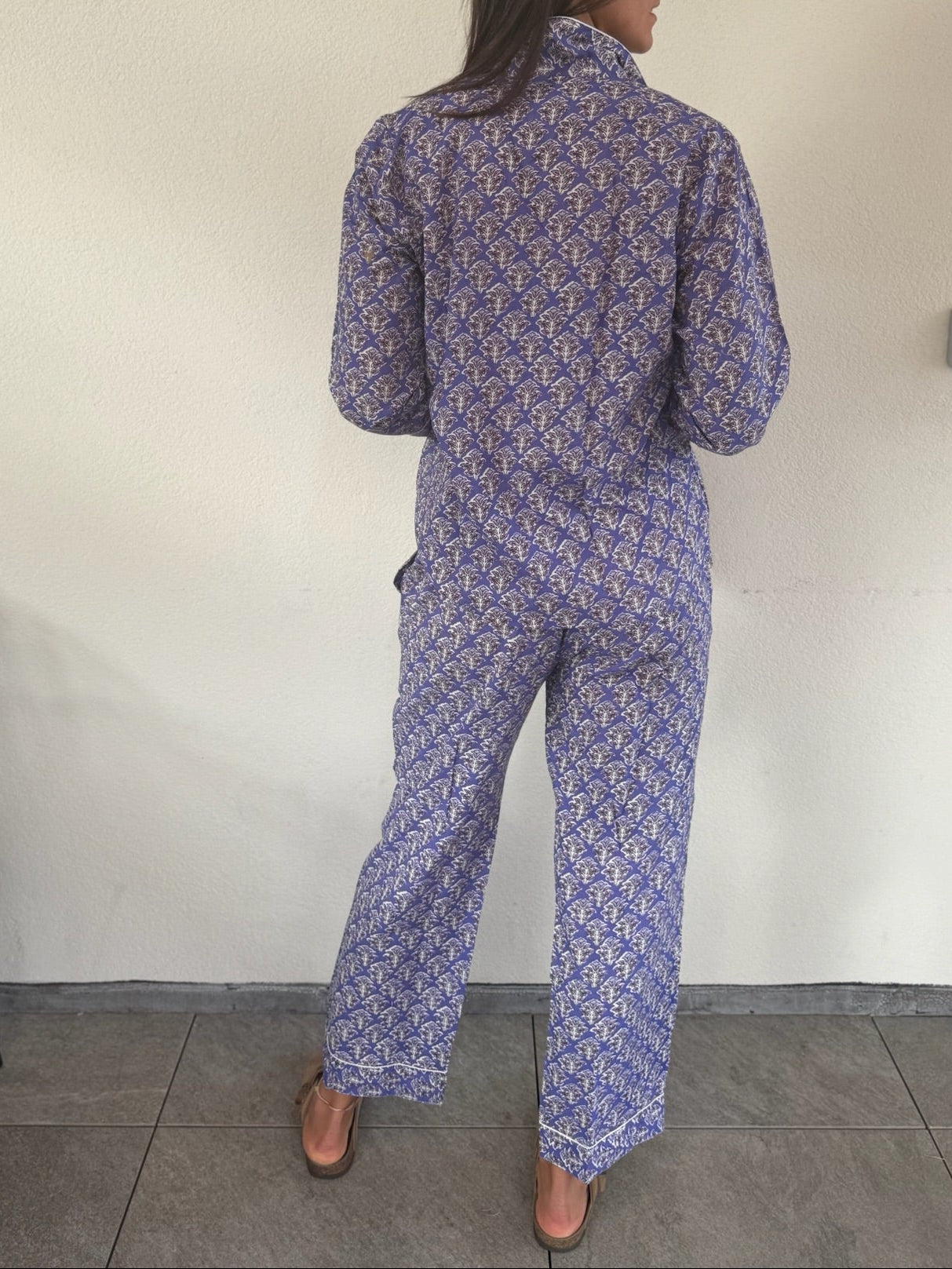 Pigiama 100% puro cotone organico fantasia floreale, made in Jaipur