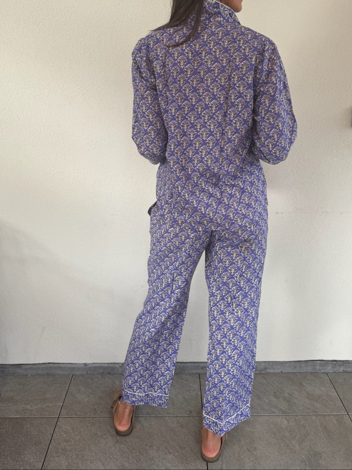 Pigiama 100% puro cotone organico fantasia floreale, made in Jaipur