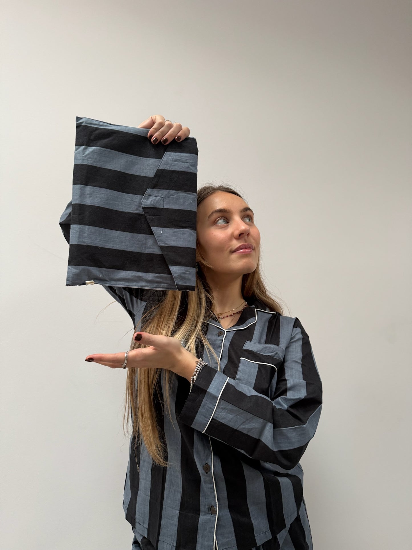 Pigiama 100% puro cotone organico a righe, made in Jaipur