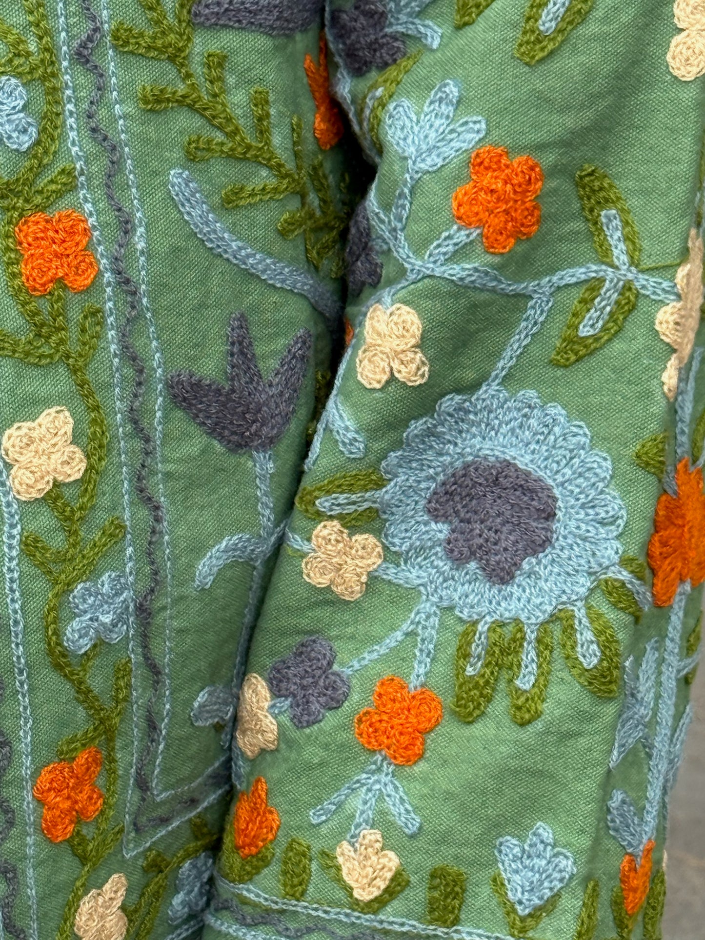 Giacca verde scuro stile boho ricamata a mano, made in Jaipur