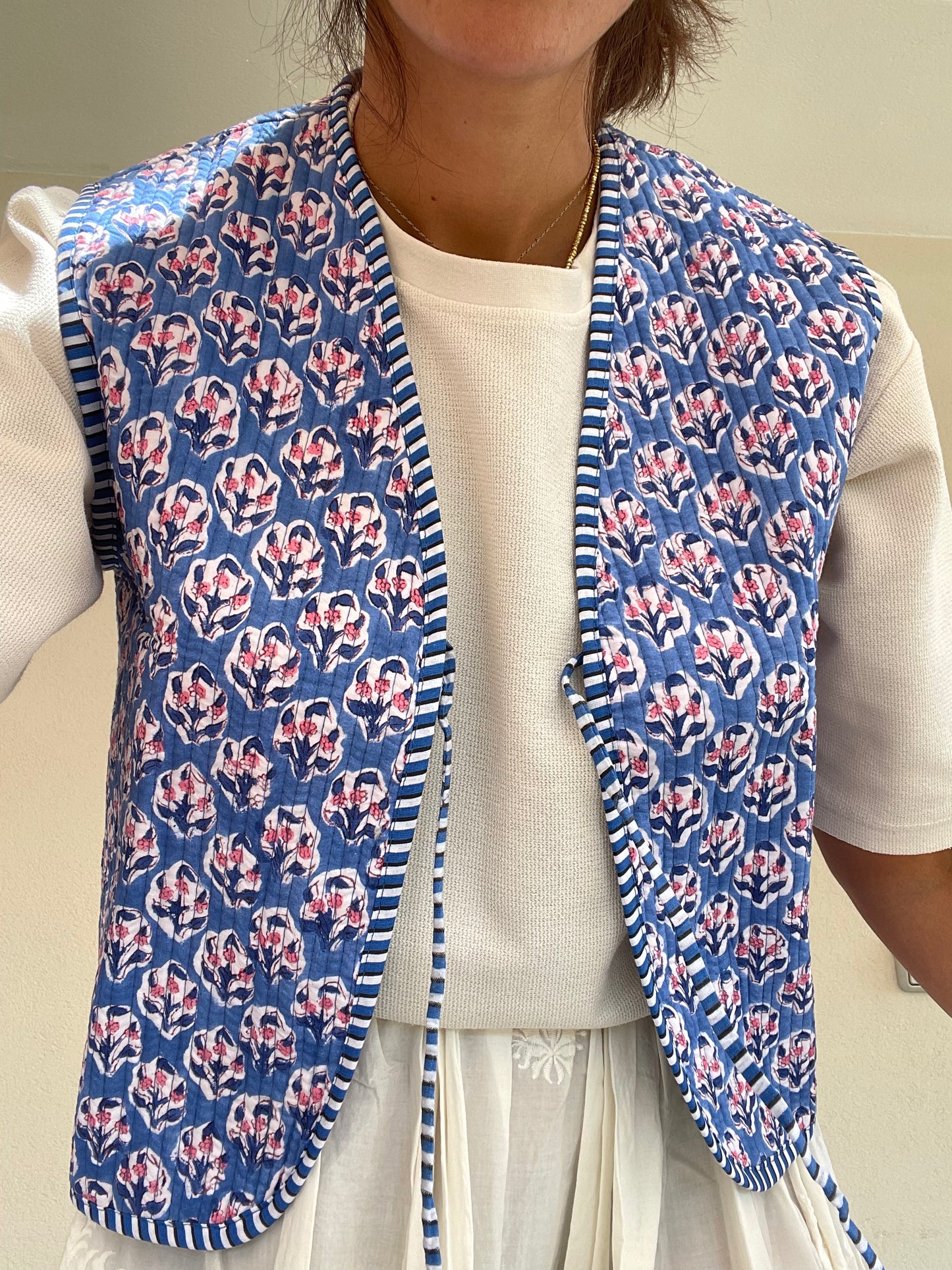 Gilet in cotone trapuntato, made in Jaipur