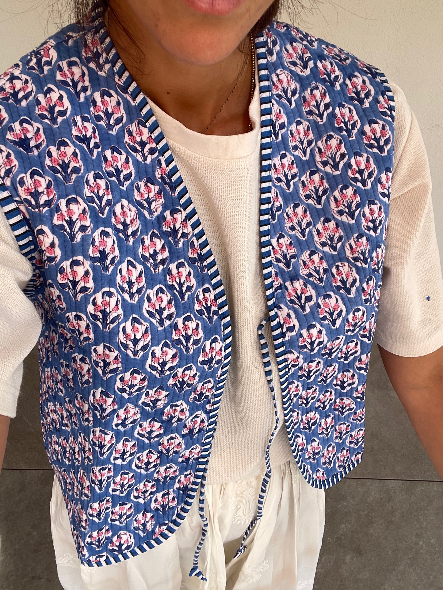 Gilet in cotone trapuntato, made in Jaipur