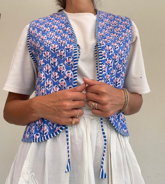 Gilet in cotone trapuntato, made in Jaipur