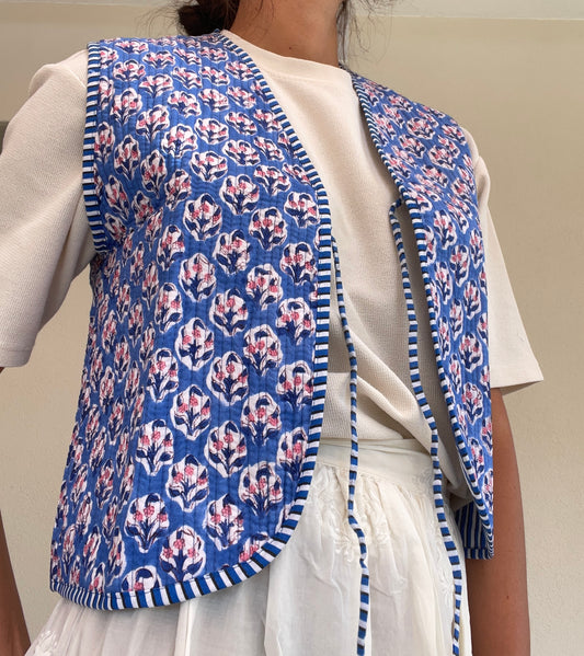 Gilet in cotone trapuntato, made in Jaipur