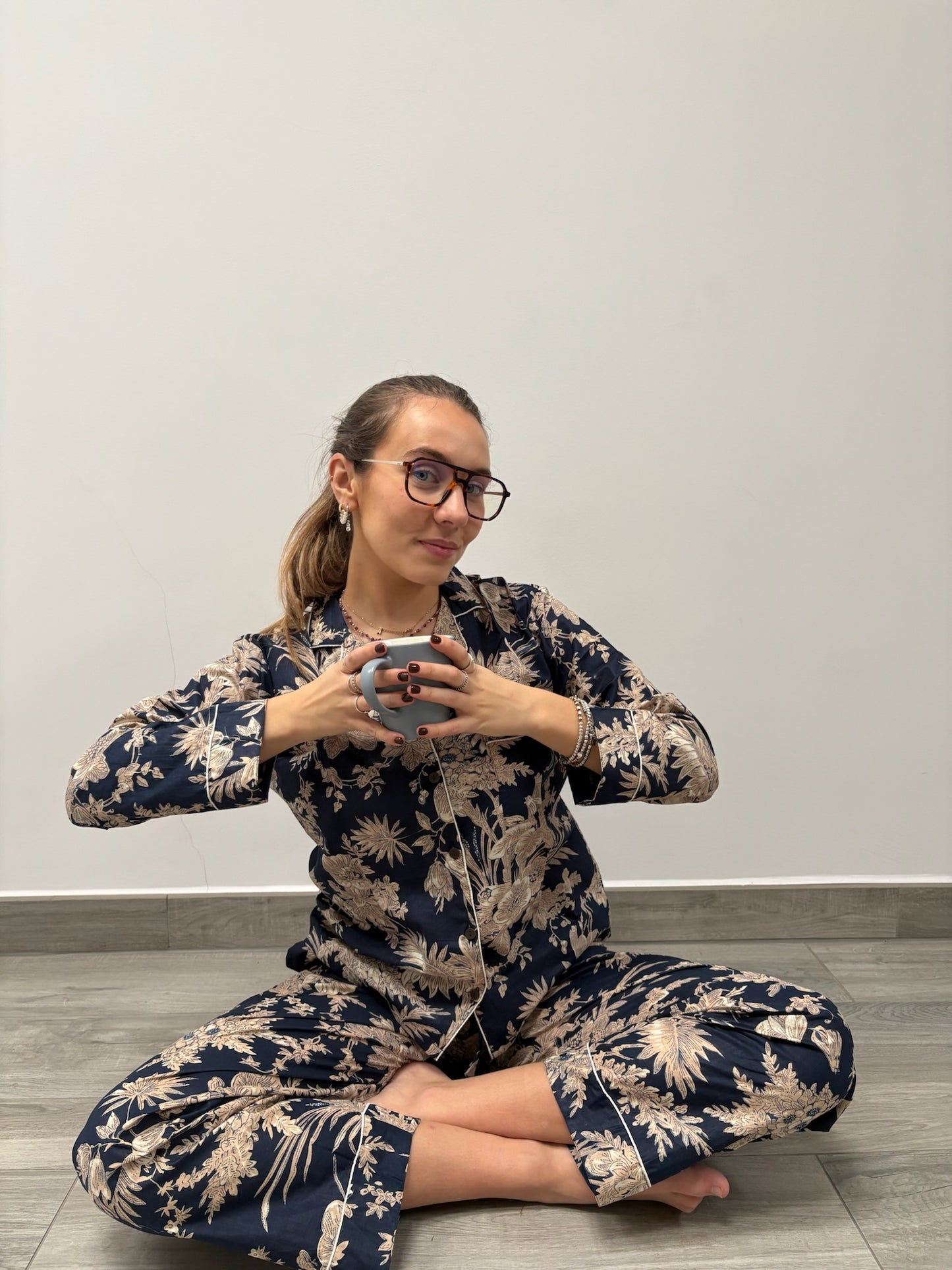 Pigiama 100% puro cotone fantasia floreale, made in Jaipur